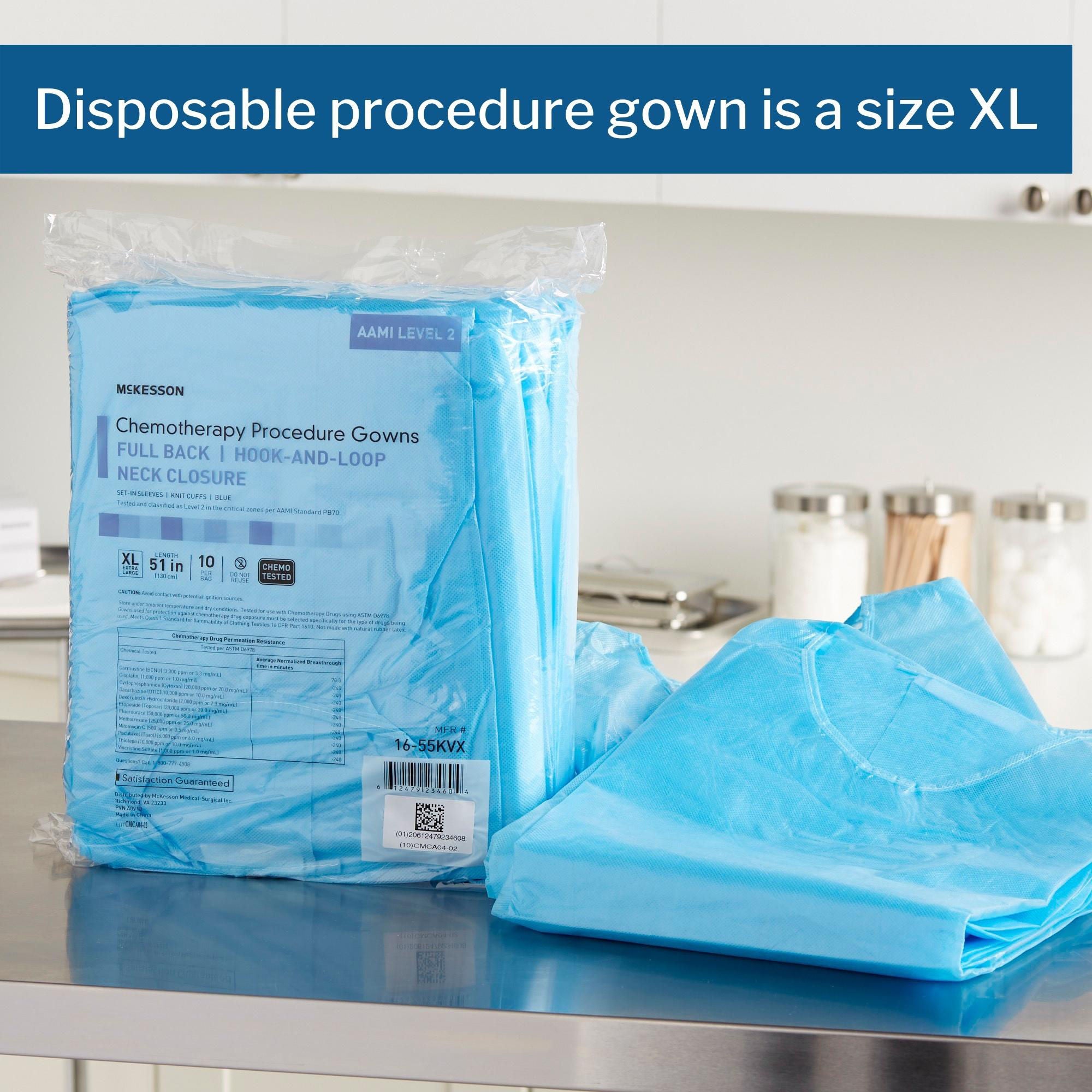 McKesson Brand - 16-55KVX McKesson Full Back Chemotherapy Procedure Gown