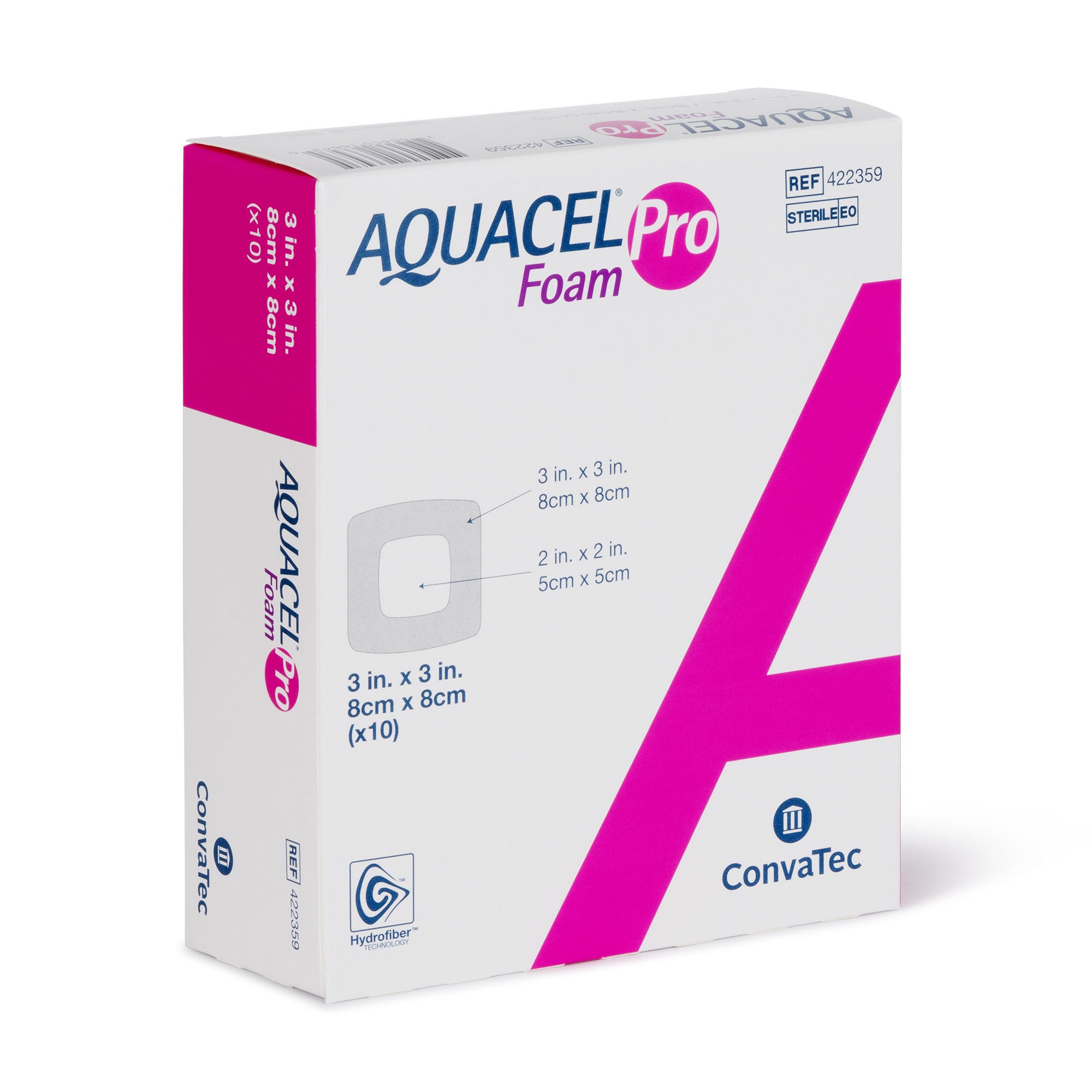 ConvaTec - 422359 Foam Dressing Aquacel® Foam Pro 3 X 3 Inch With Border Waterproof Film Backing Silicone Adhesive Square Sterile