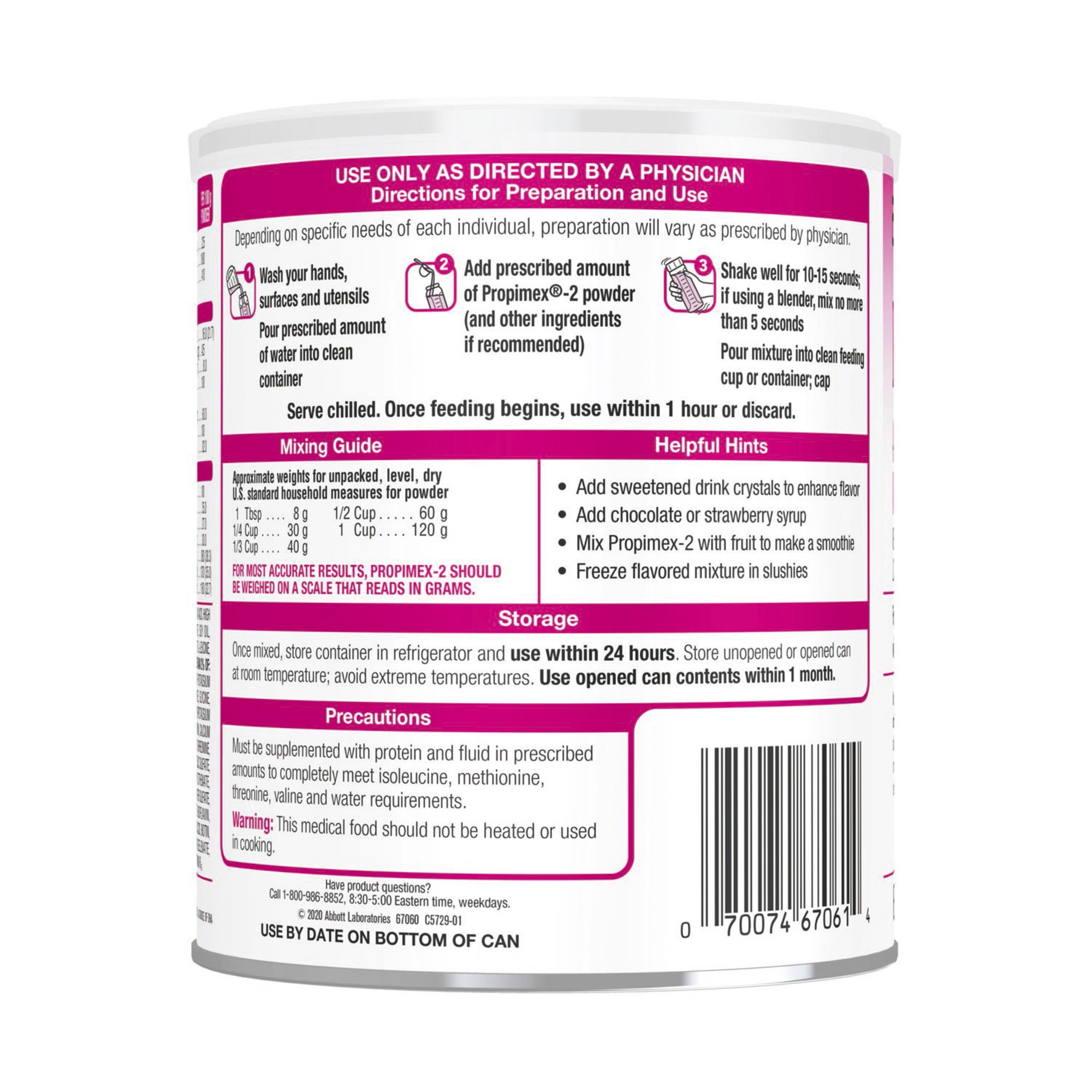 Abbott Nutrition 67060 - Propimex®-2 Amino Acid–Modified Food for Propionic & Methylmalonic Acidemia - 1/Each, 6/Case