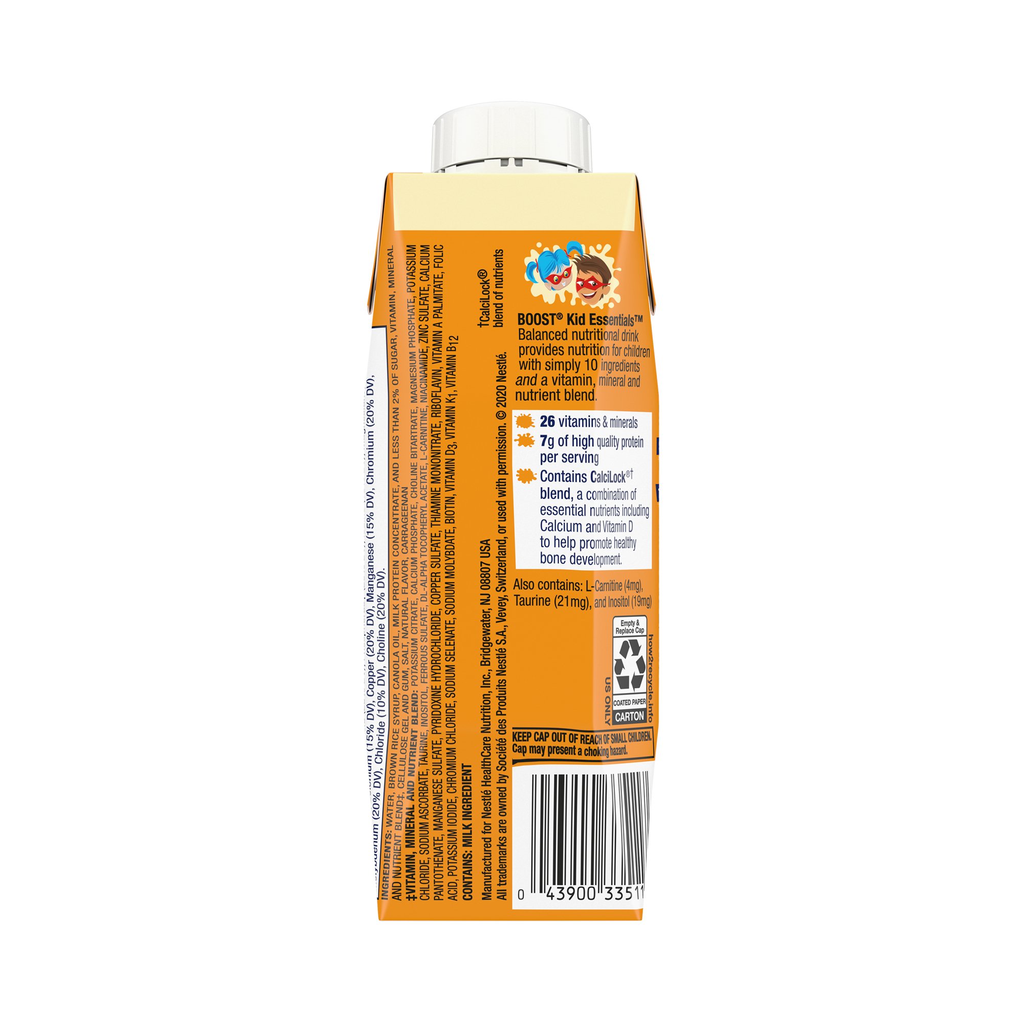 Nestle Healthcare Nutrition 00043900889344 - Boost® Kid Essentials™ Balanced Nutritional Drink, Vanilla, 8-ounce Carton - 1/Each, 24/Case