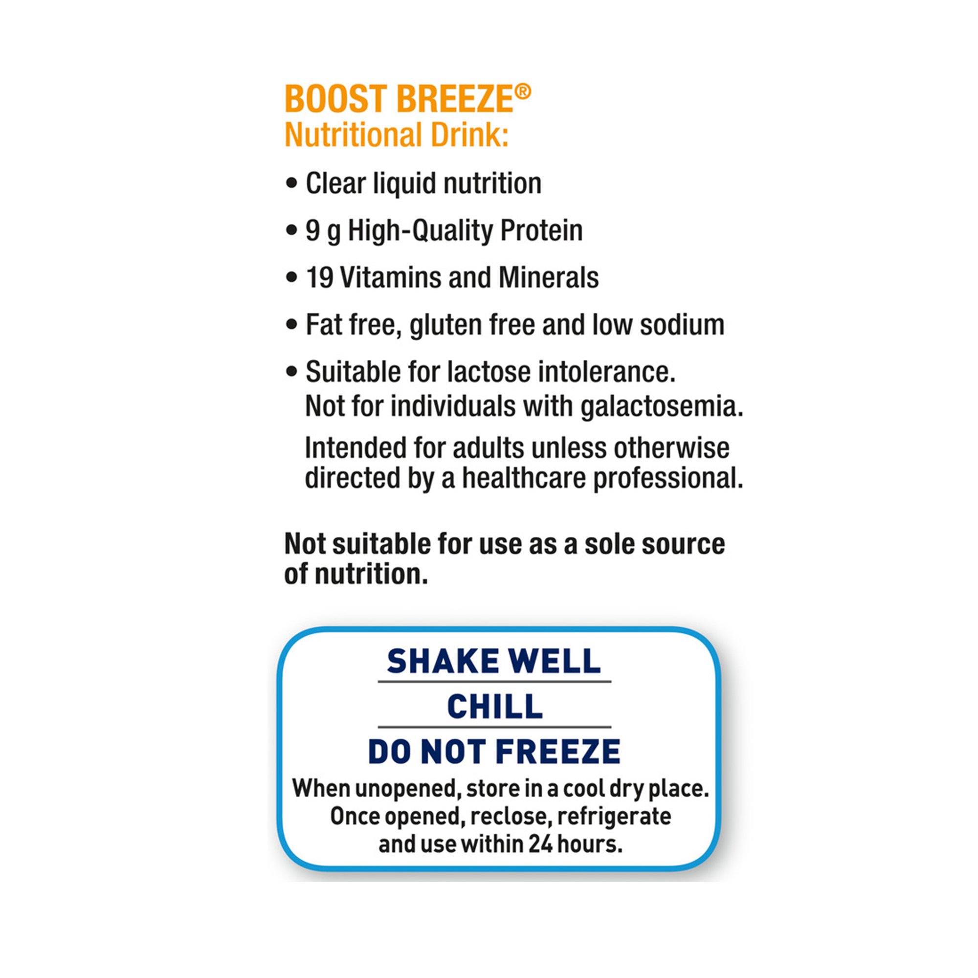 Nestle Healthcare Nutrition 00043900128016 - Boost Breeze® Orange Nutritional Drink, 8-ounce Carton - 1/Each, 24/Case