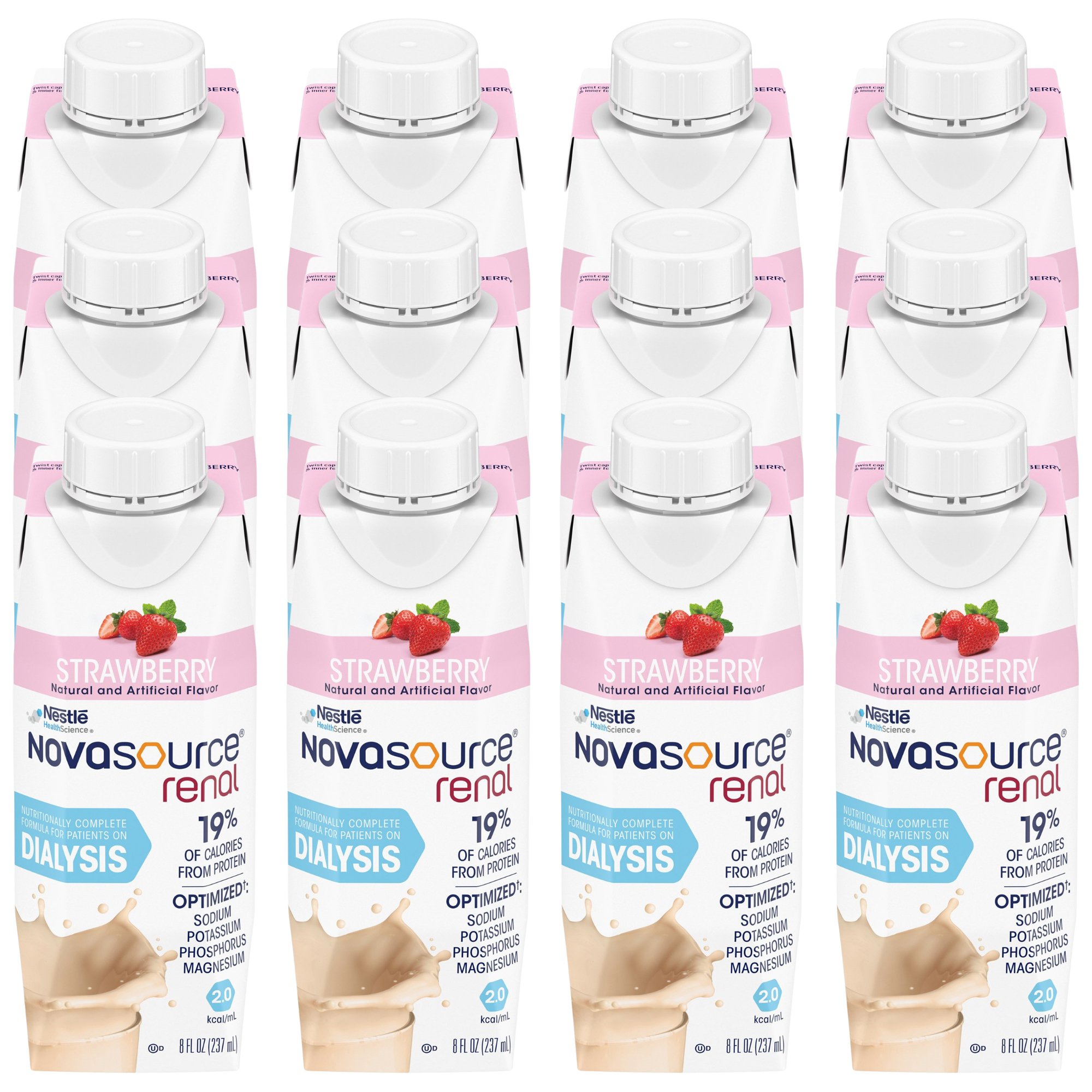 Nestle Healthcare Nutrition 00043900369228 - Novasource® Renal Strawberry Formula for Patients on Dialysis, 8-ounce Carton - 1/Each, 24/Case