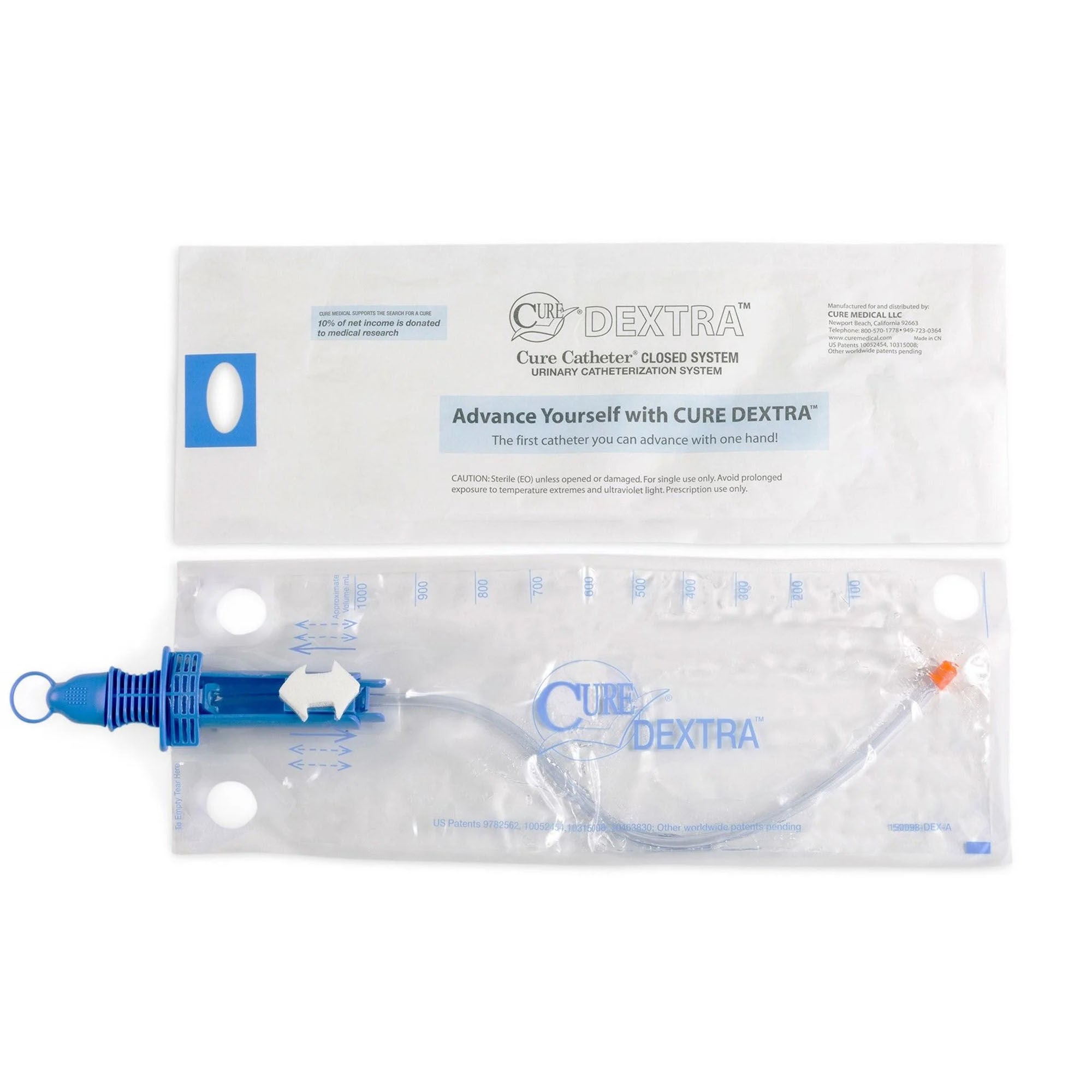 ConvaTec - DEX12 Intermittent Closed System Catheter Cure Dextra® Closed System Unisex / Straight Tip 12 Fr.