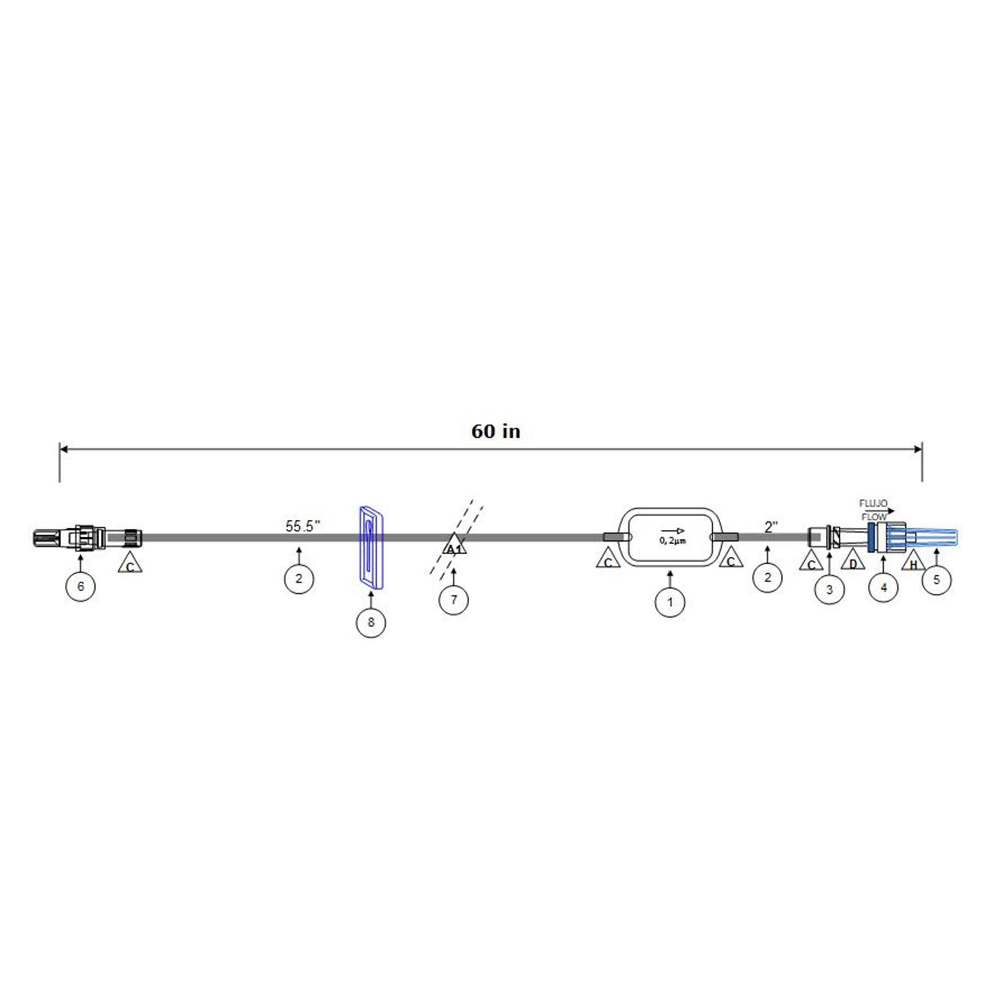 ICU Medical - B2227 IV Extension Set ICU Small Bore 60 Inch Tubing With Filter
