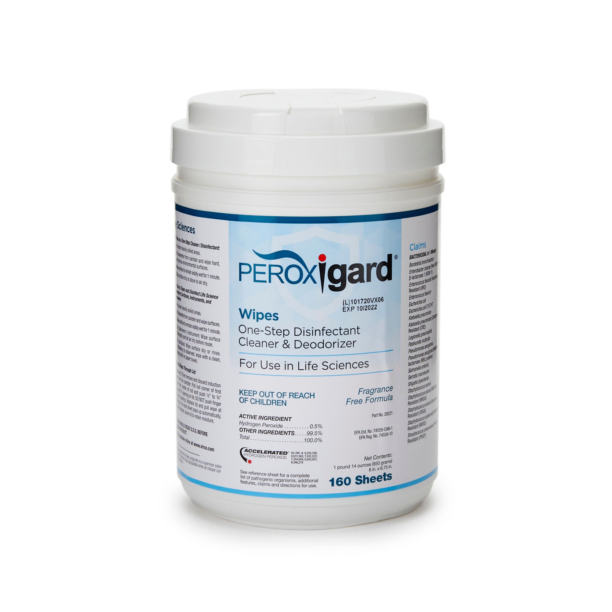 McKesson Brand - SMDW02 Surface Disinfectant McKesson Peroxide Based Manual Pull Wipe 160 Count Canister Light Almond Scent NonSterile