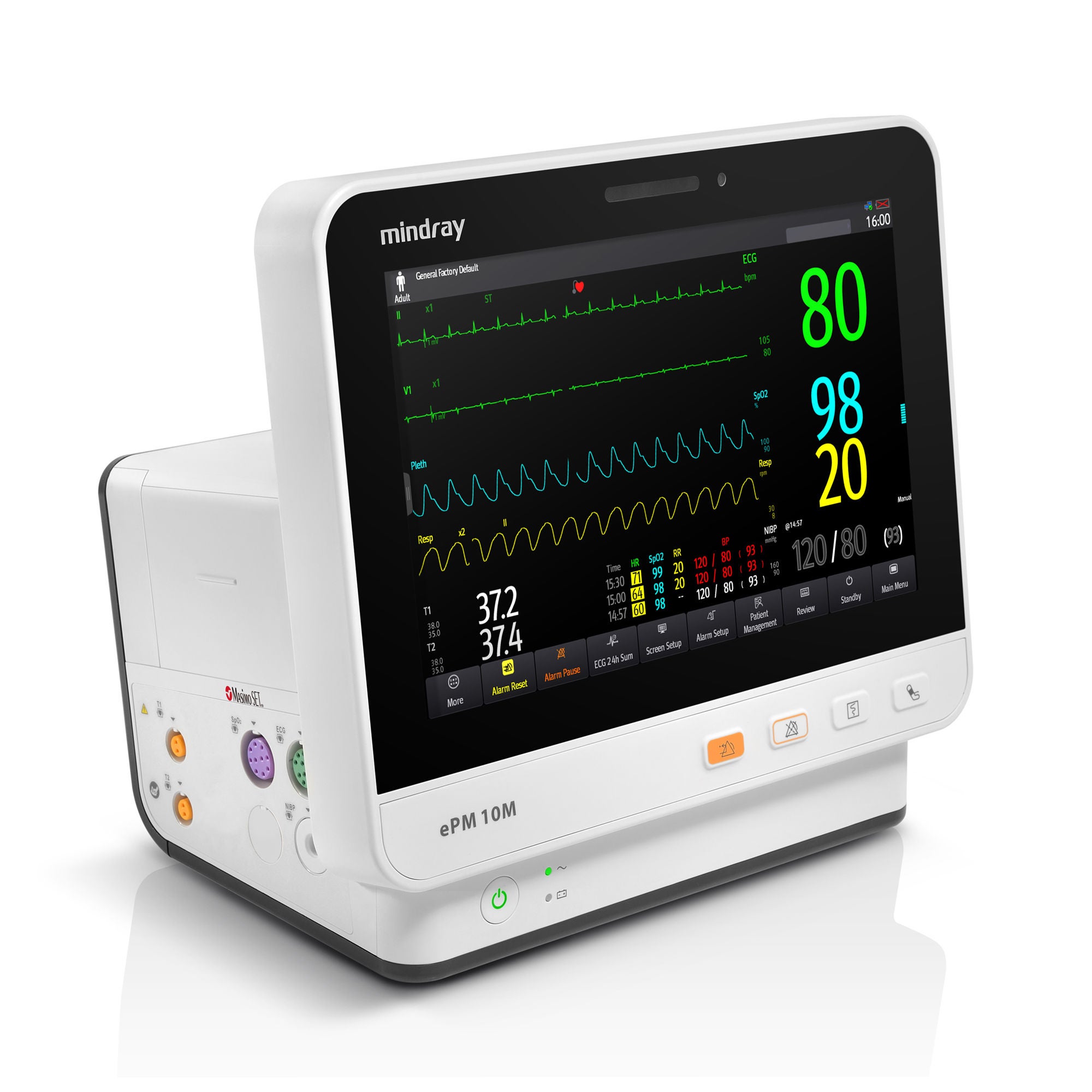 Mindray USA - 121-002716-00 Patient Monitor ePM 10M Monitoring ECG, NIBP, Respiration, SpO2, Temperature AC Power