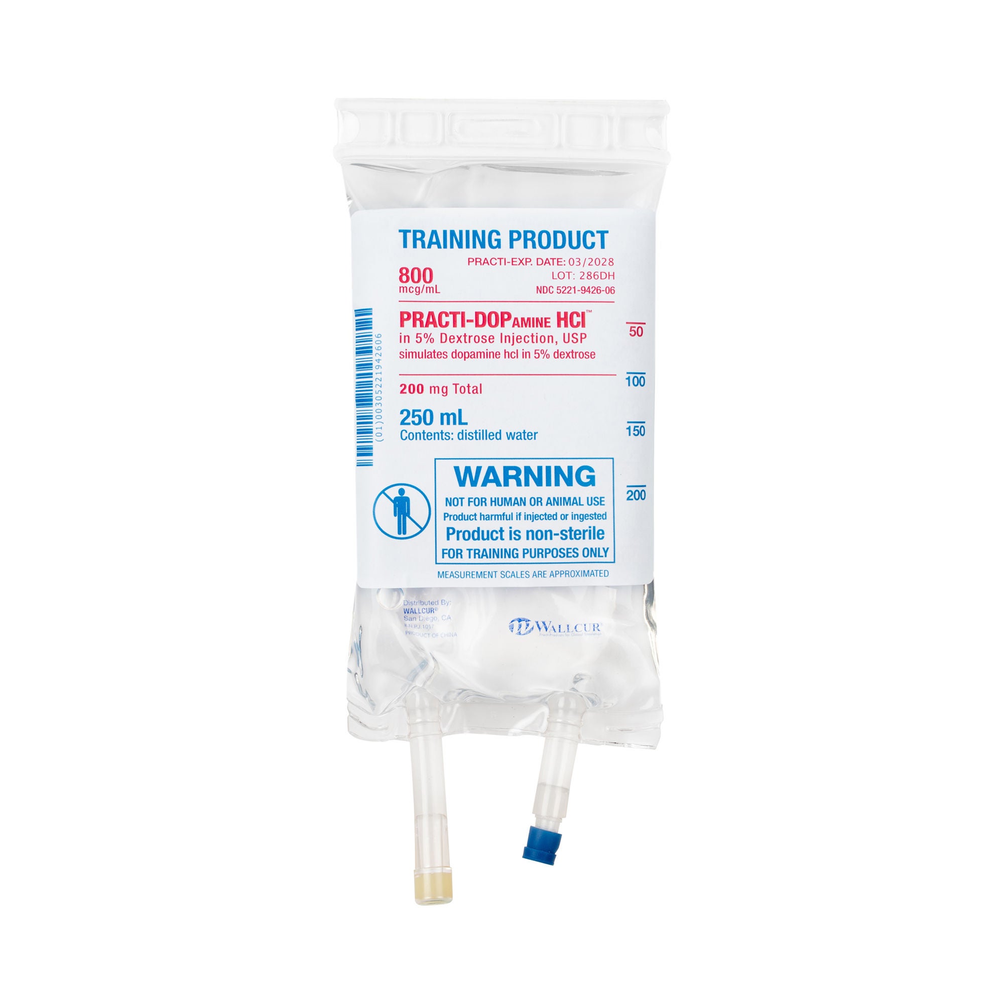 Wallcur - 286DH Clinical Training Medication Practi-Dopamine HCL in 5% Dextrose™ Liquid I.V. Bag 250 mL