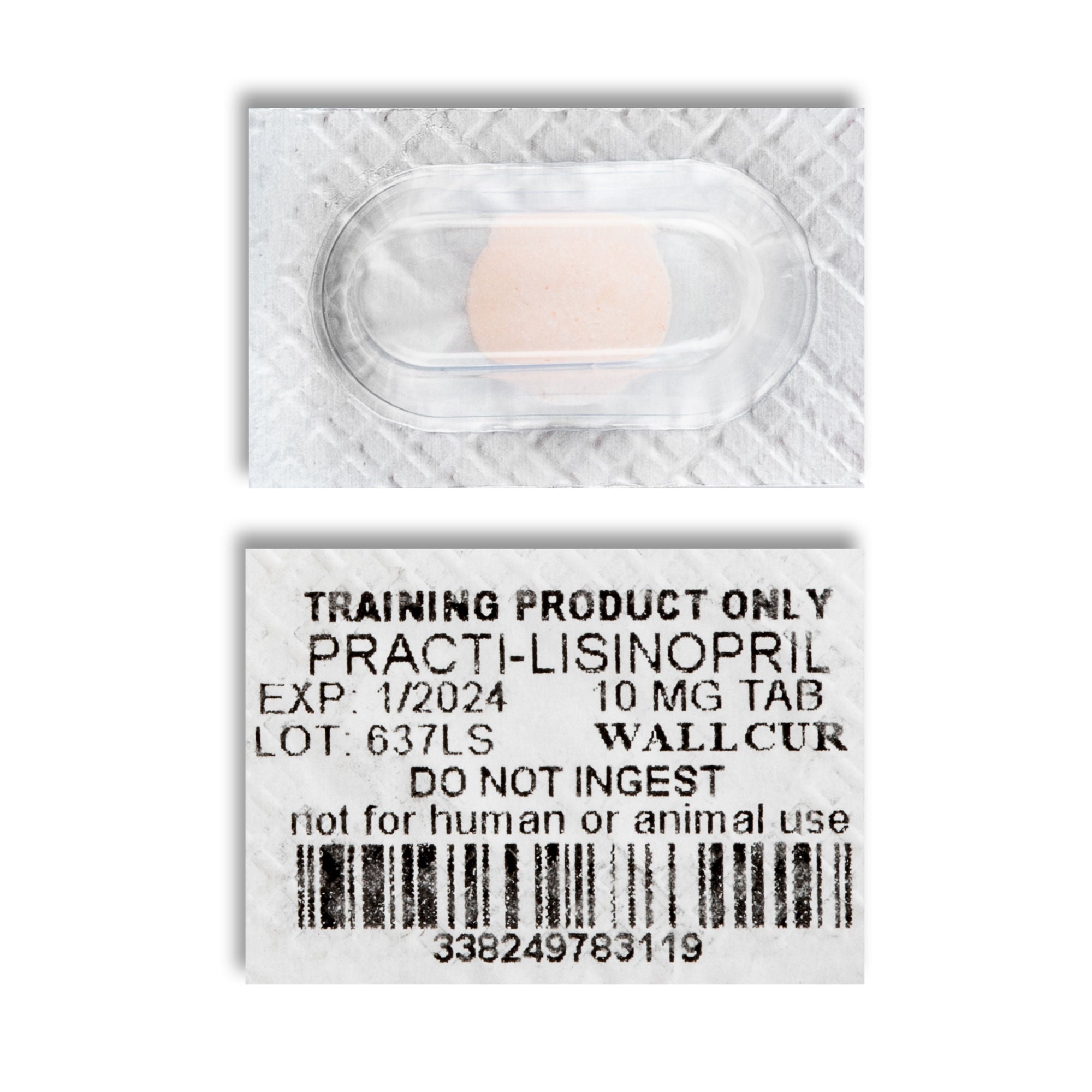 Wallcur - 637LS Clinical Training Medication Practi-Lisinopril™ Scored Tablet Blister Pack 10 mg per Dose