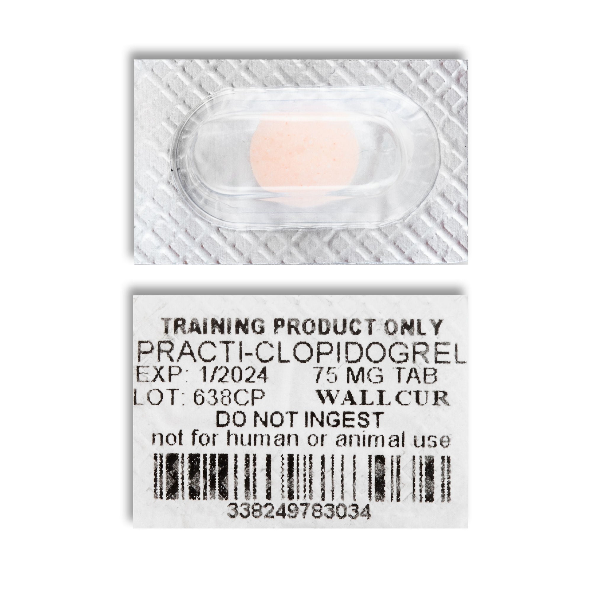 Wallcur - 638CP Clinical Training Medication Practi-Clopidogrel™ Scored Tablet Blister Pack 75 mg per Dose