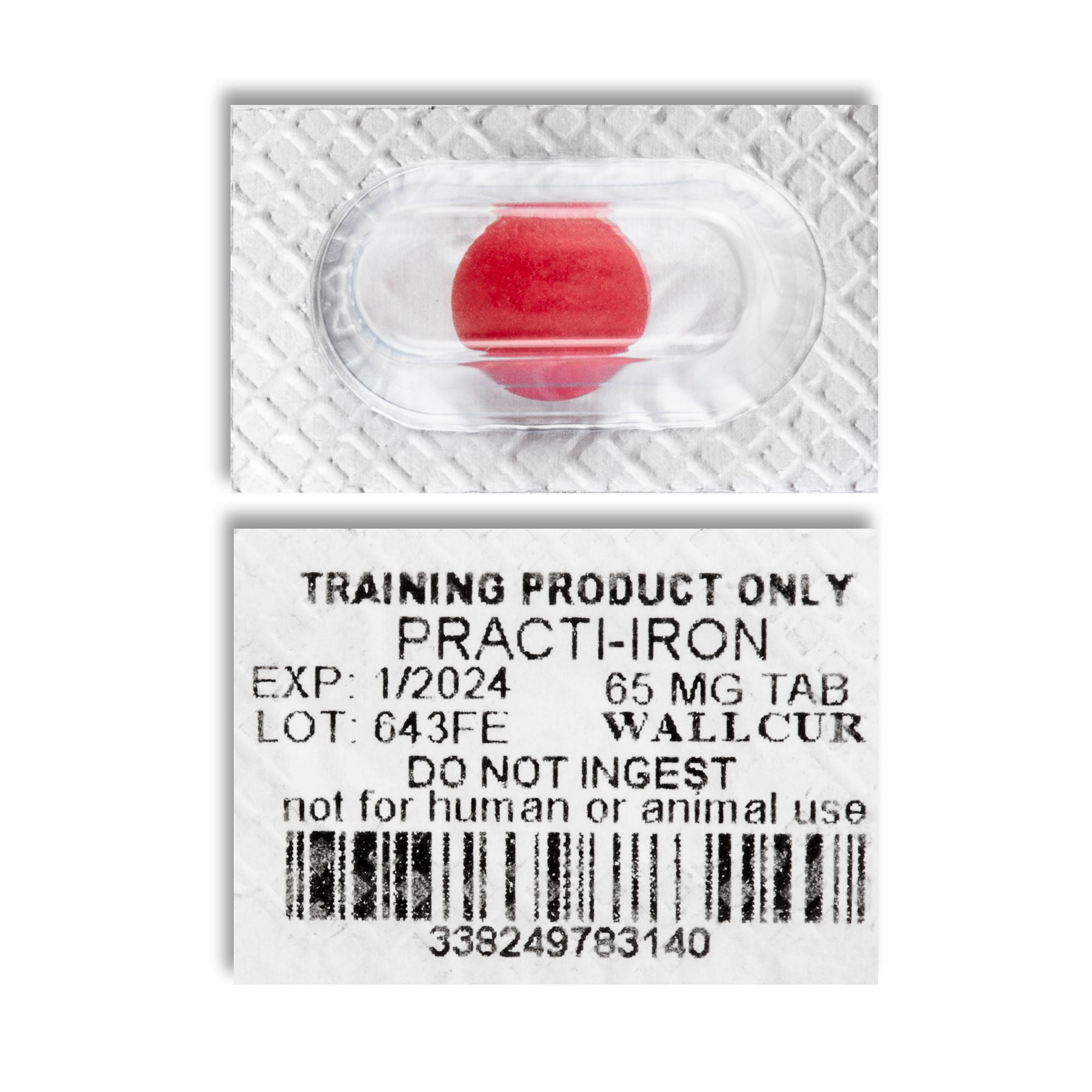 Wallcur - 643FE Clinical Training Medication Practi-Iron™ Round Tablet Blister Pack 65 mg per Dose