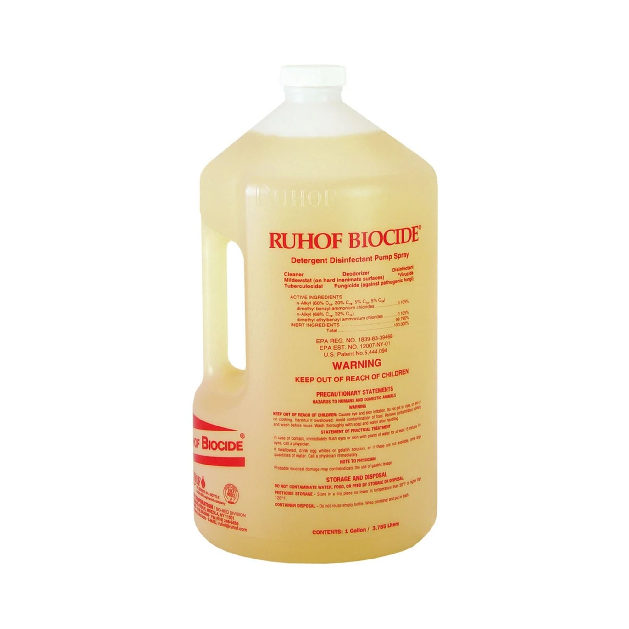 Ruhof Healthcare - 34566-27 Surface Disinfectant Cleaner Ruhof Biocide® Quaternary Based Manual Pour Liquid 1 gal. Jug Mild Scent NonSterile
