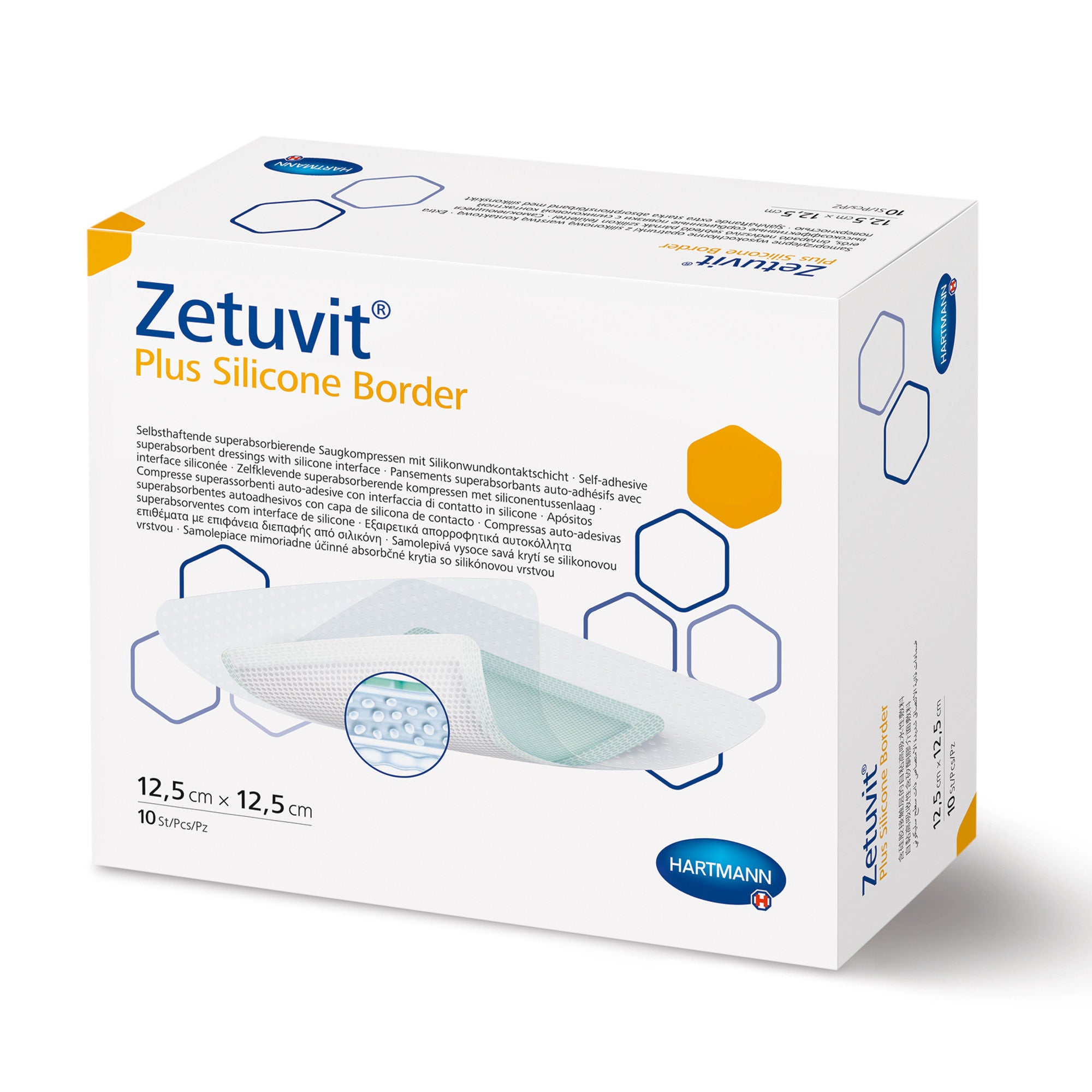 Hartmann - 413119 Super Absorbent Dressing Zetuvit® Plus Silicone Border Square 4 X 4 Inch With Border Sterile