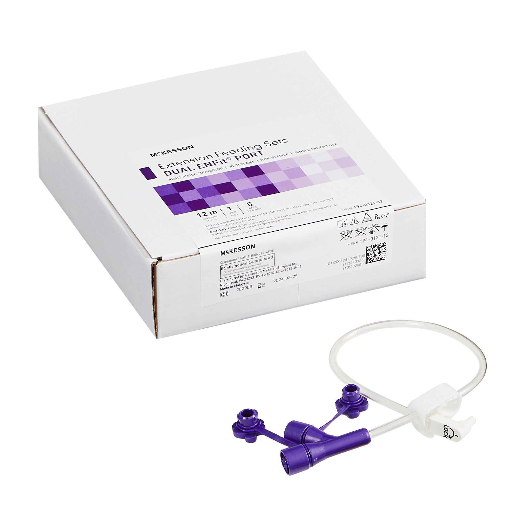 McKesson Brand 194-0121-12 - McKesson Enteral Feeding Extension Set, Continuous - 1/Each, 5/Box, 30/Case