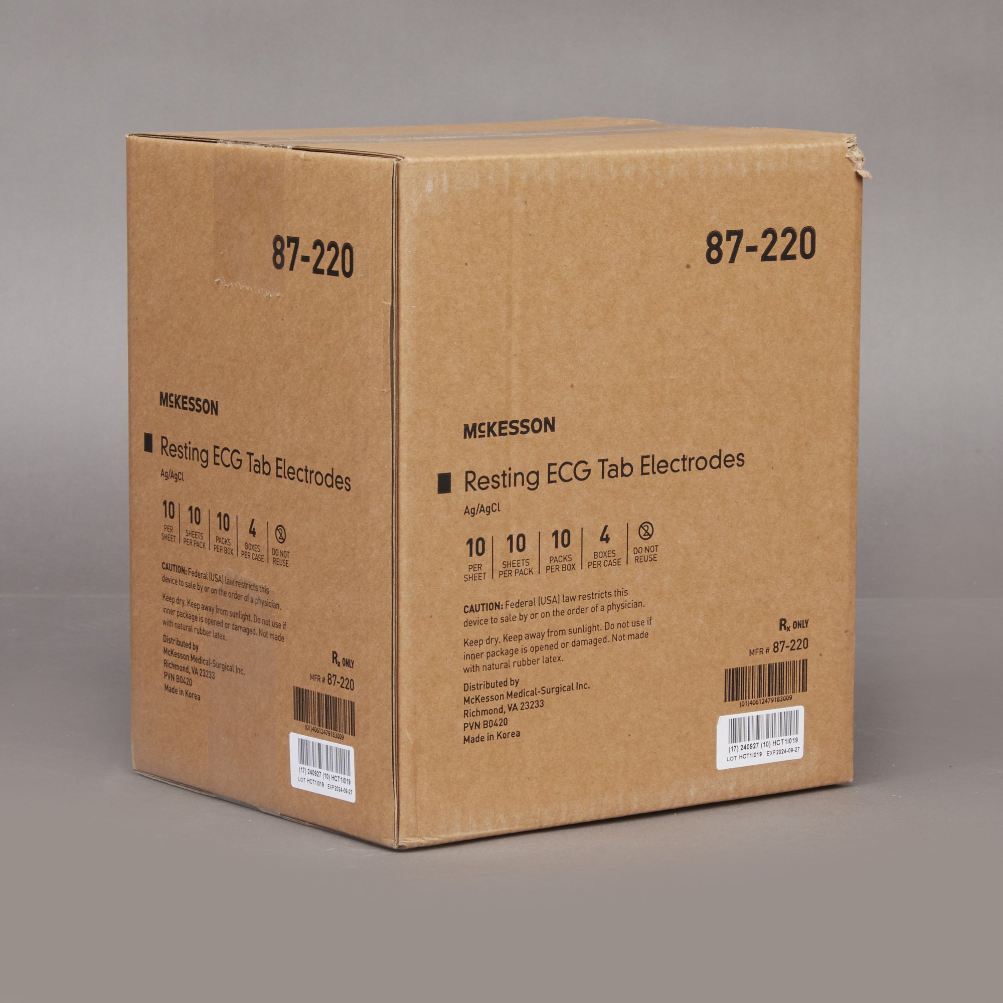 McKesson Brand 87-220 - McKesson Resting ECG Tab Electrodes, Ag/AgCl - 1/Pack, 10/Box, 40/Case