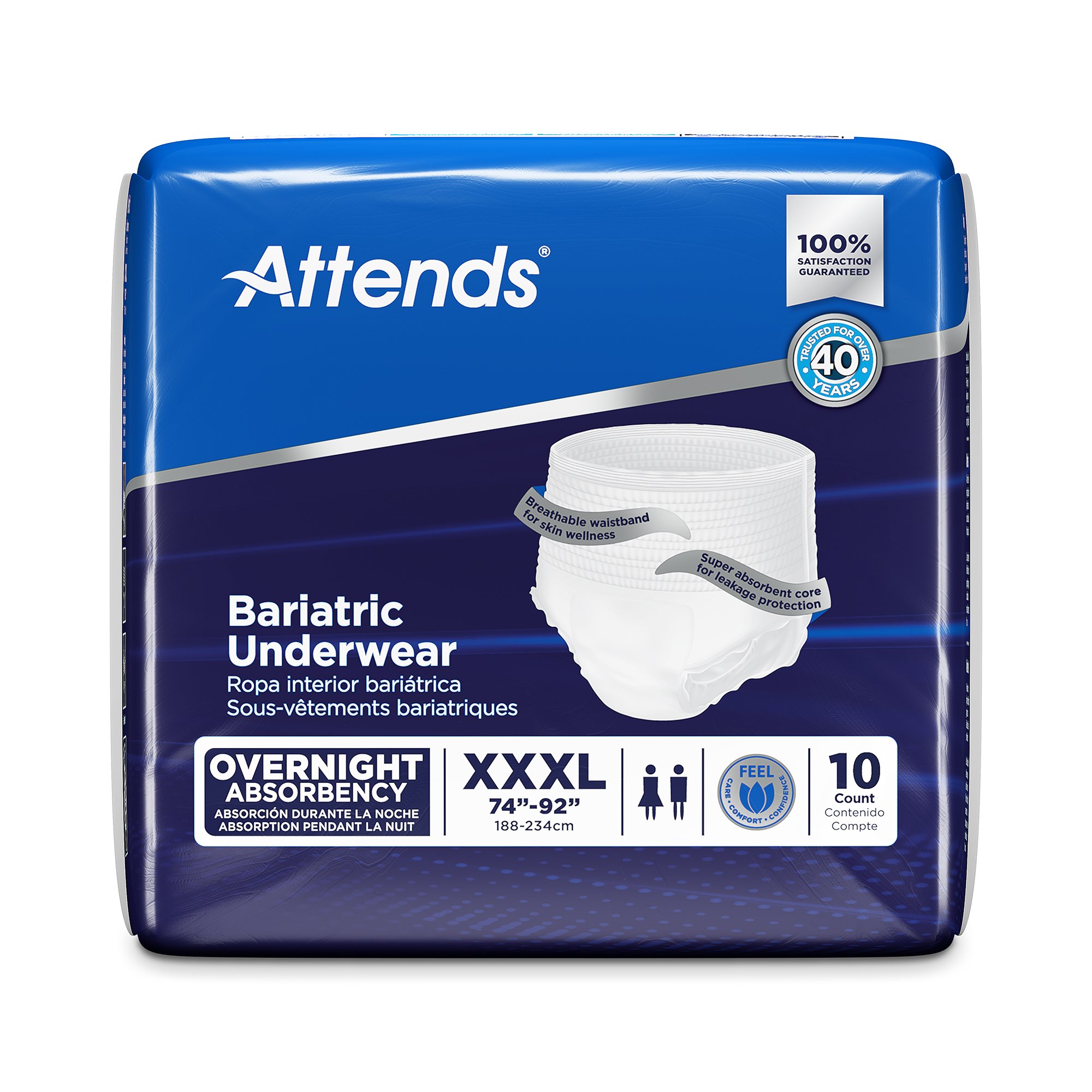 Attends Healthcare Products AU60 - Attends® Bariatric Ultimate Absorbent Underwear, 3X-Large - 10/Pack, 40/Case