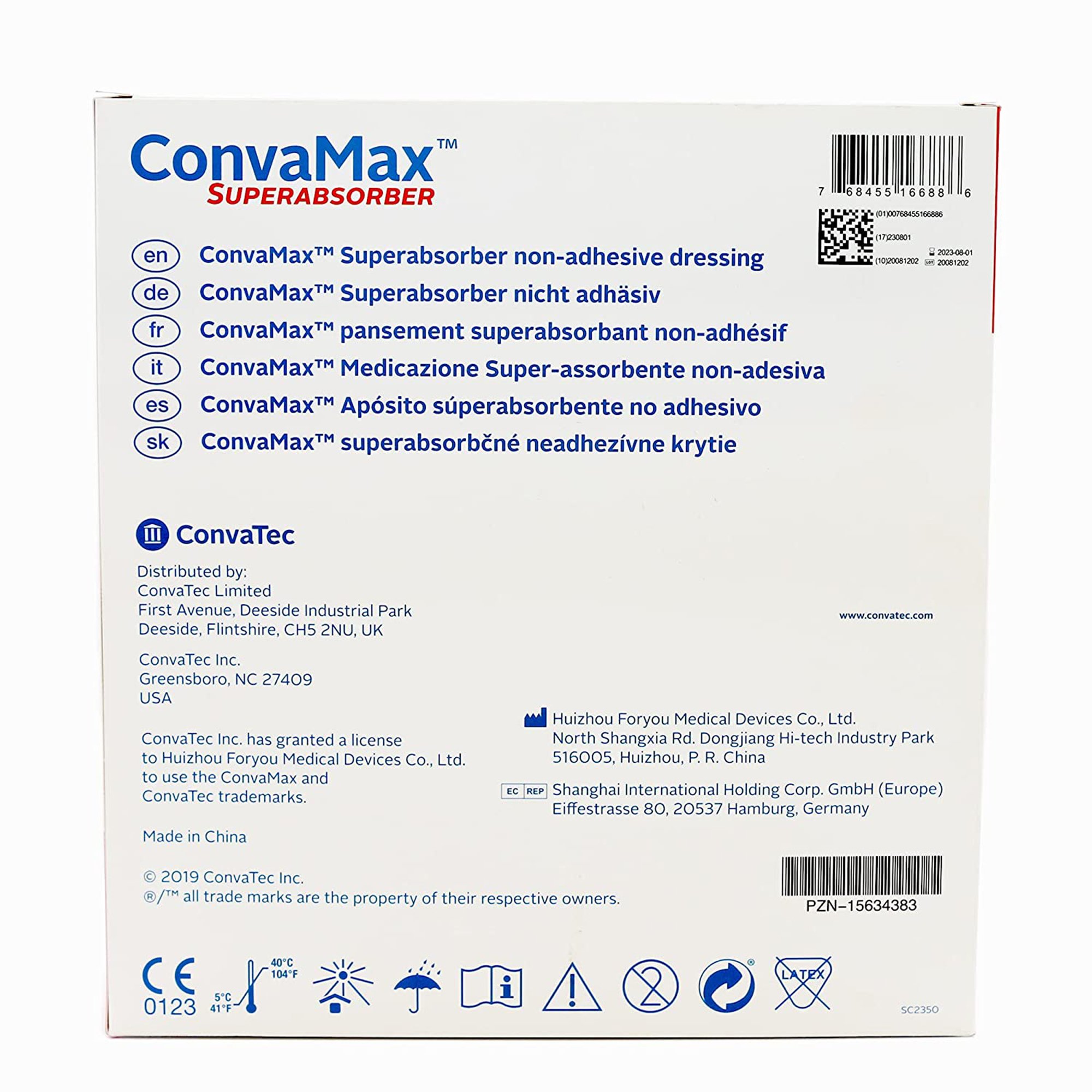 ConvaTec 422572 - ConvaMax™ Superabsorber Super Absorbent Dressing, 8 x 8 Inch - 1/Each, 10/Box