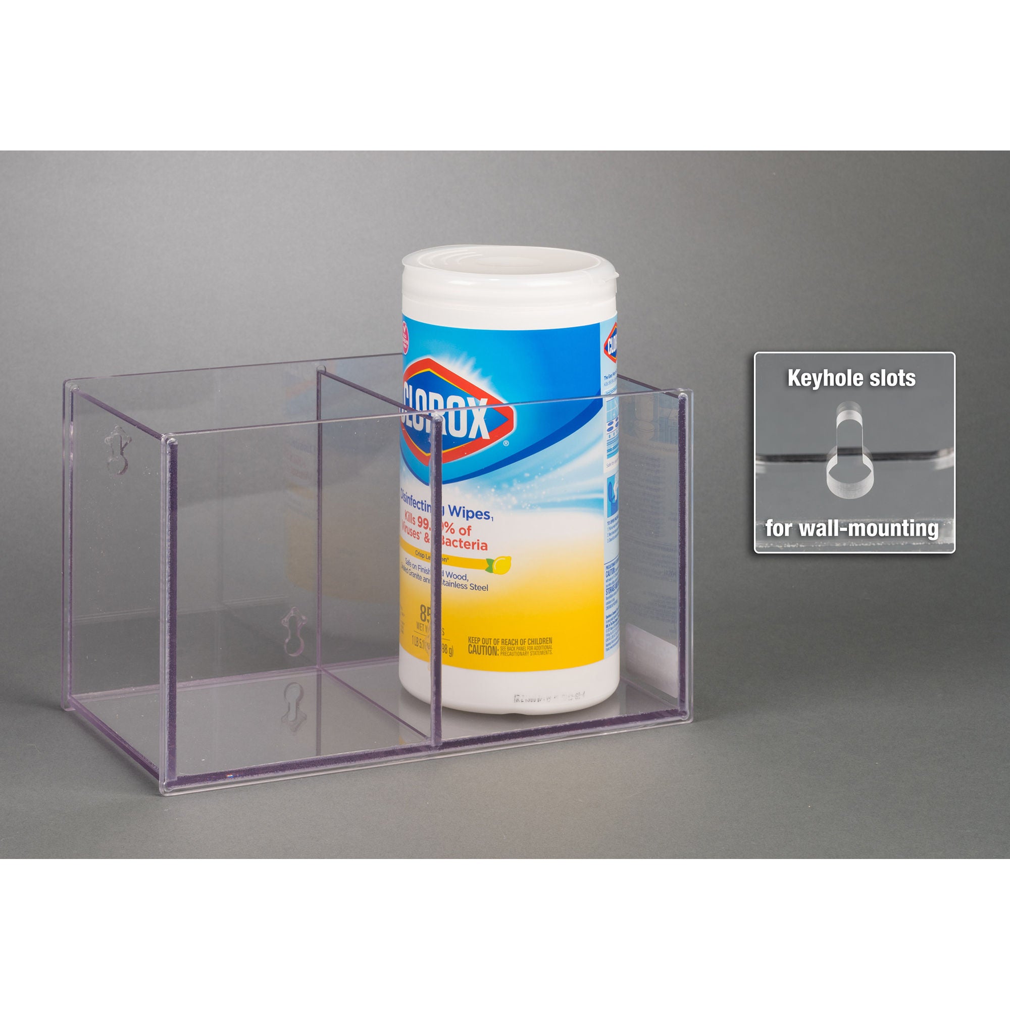 Poltex Inc - SANICLOR2-W Sanitizer Wipe Holder Poltex Wall Mount 2 Pocket of Sanitizer Wipes Clear PETG