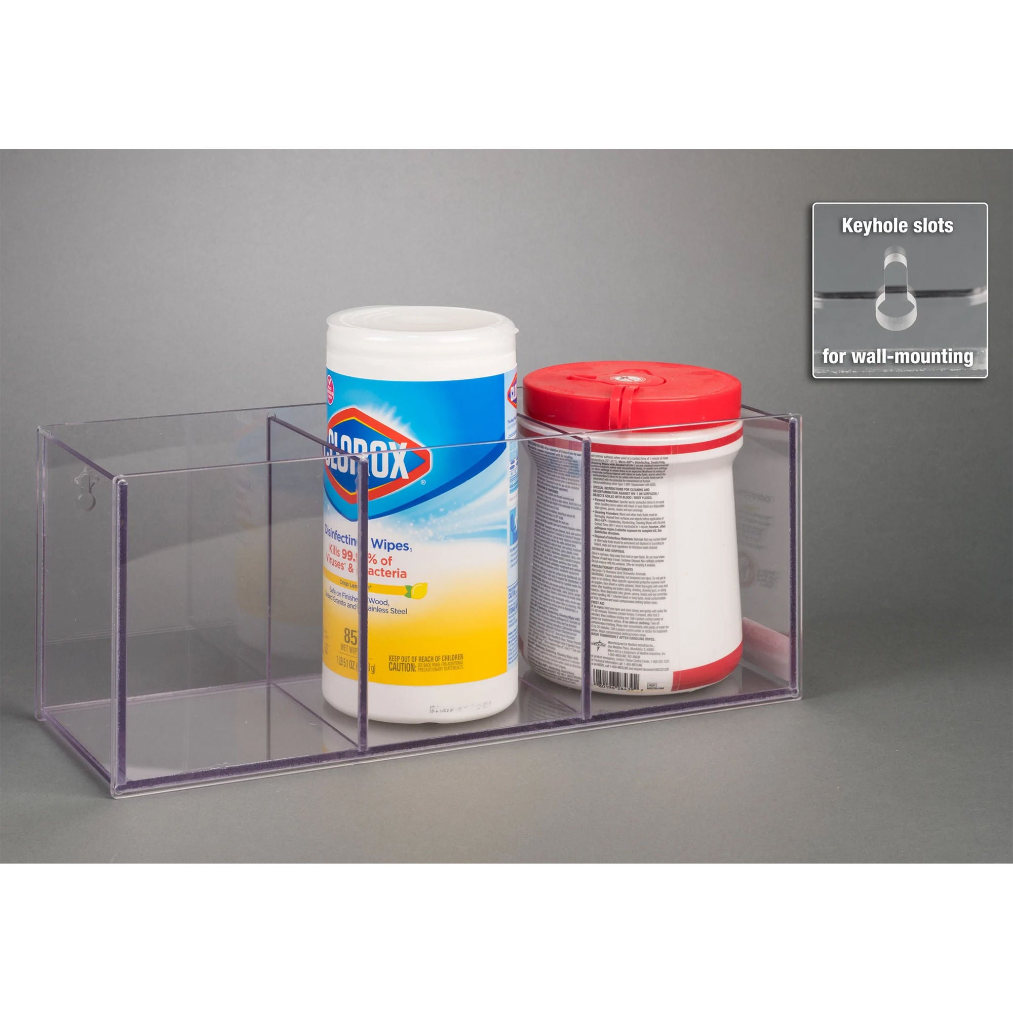 Poltex Inc - SANICLOR3-W Sanitizer Wipe Holder Poltex Wall Mount 3 Tubs of Sanitizer Wipes Clear PETG