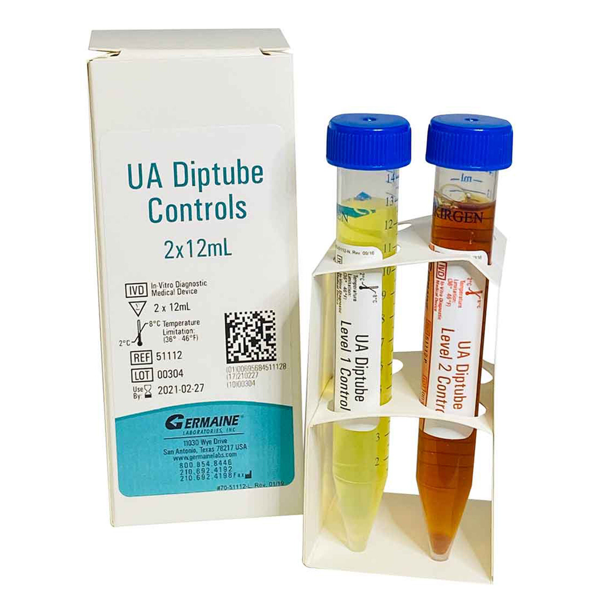 Germaine Laboratories Inc - 51112 Control Set Urinalysis Positive Level / Negative Level 2 X 12 mL