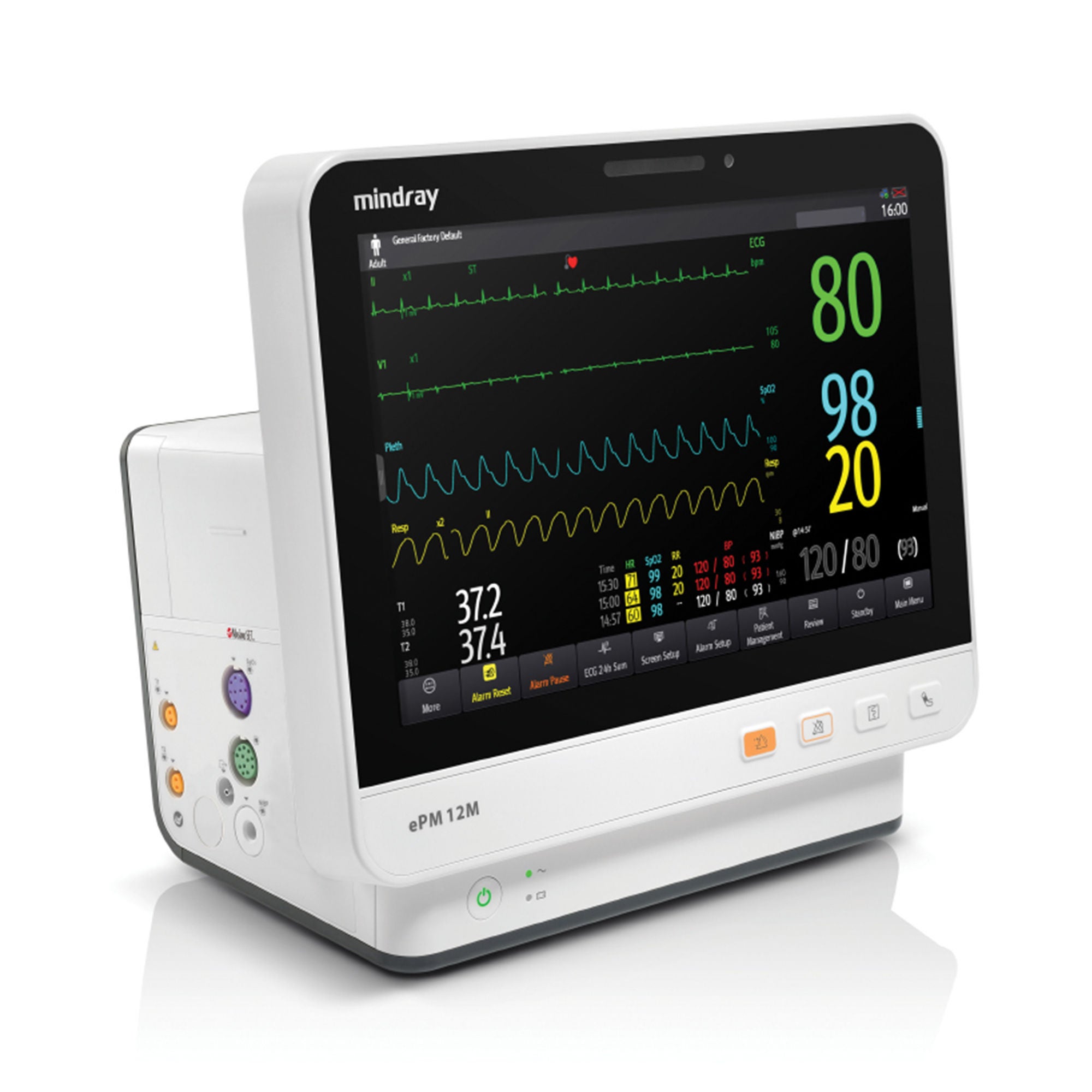 Mindray USA - 121-002736-00 Patient Monitor Mindray ePM Monitoring ECG, NIBP, Respiration, SpO2, Termparature AC Power