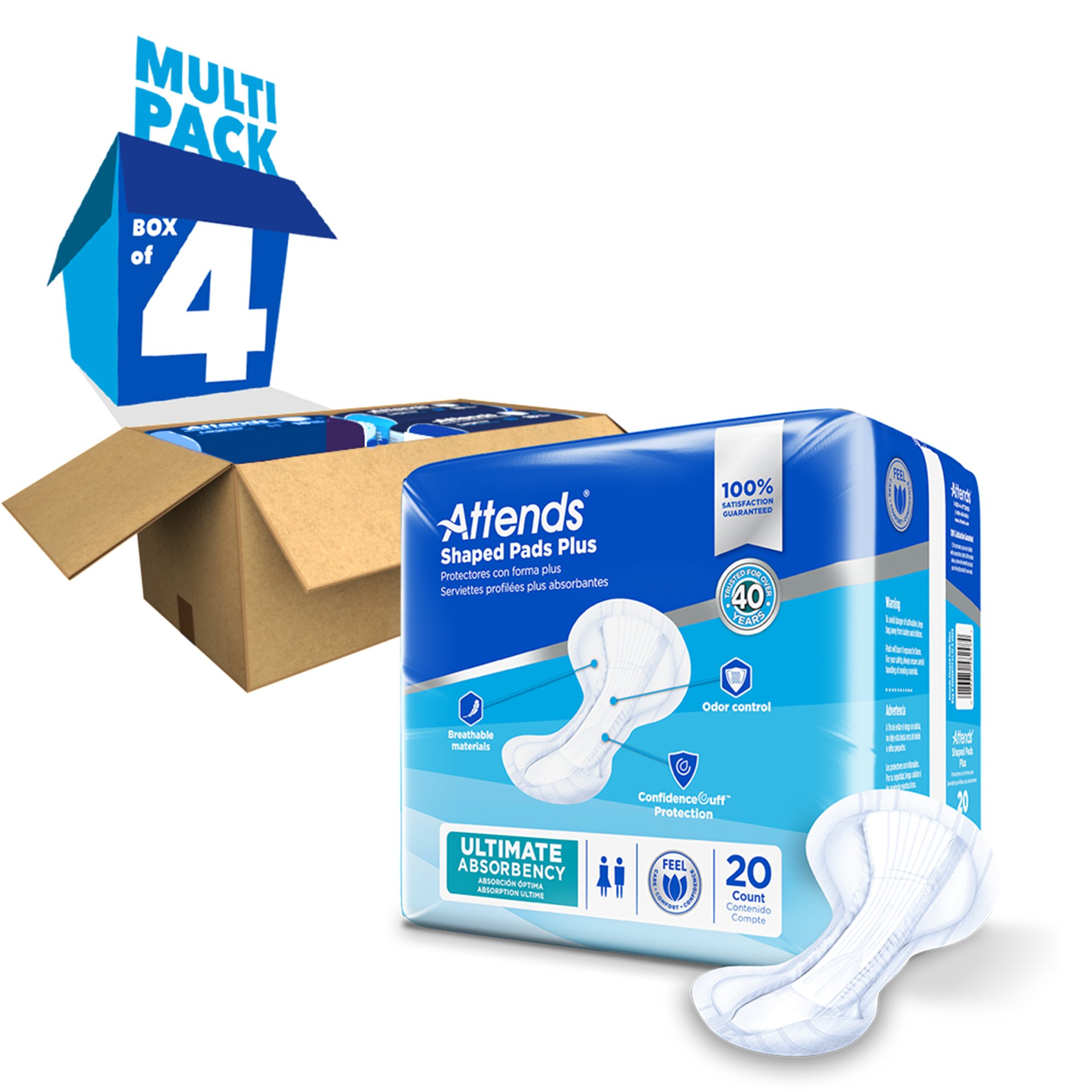 Attends Healthcare Products SPDPA - Attends® Shaped Bladder Control Pads, Plus - 20/Pack, 80/Case