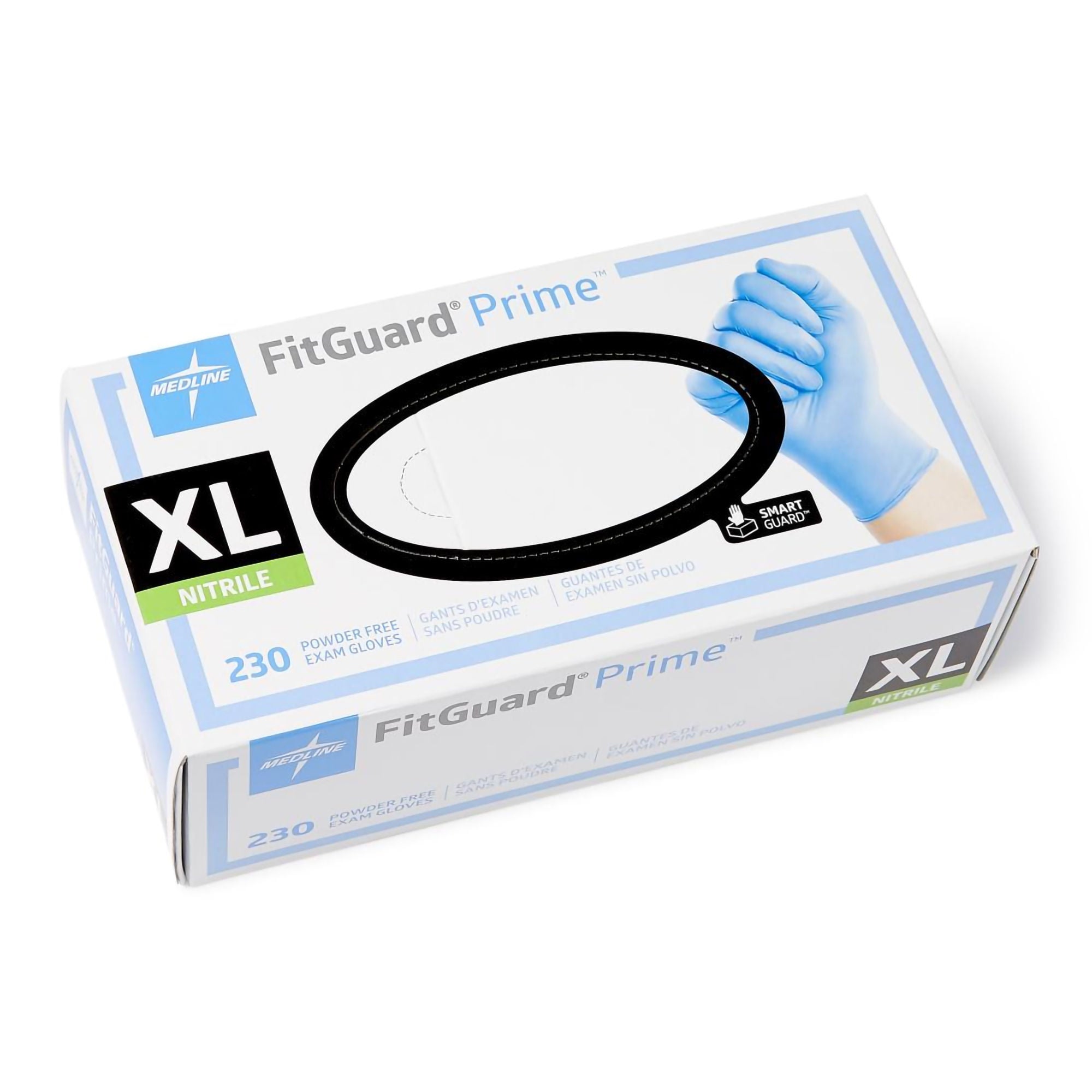 Medline - FG2304 Exam Glove FitGuard™ Prime X-Large 230 per Box NonSterile Nitrile Standard Cuff Length Textured Fingertips Blue Chemo Tested