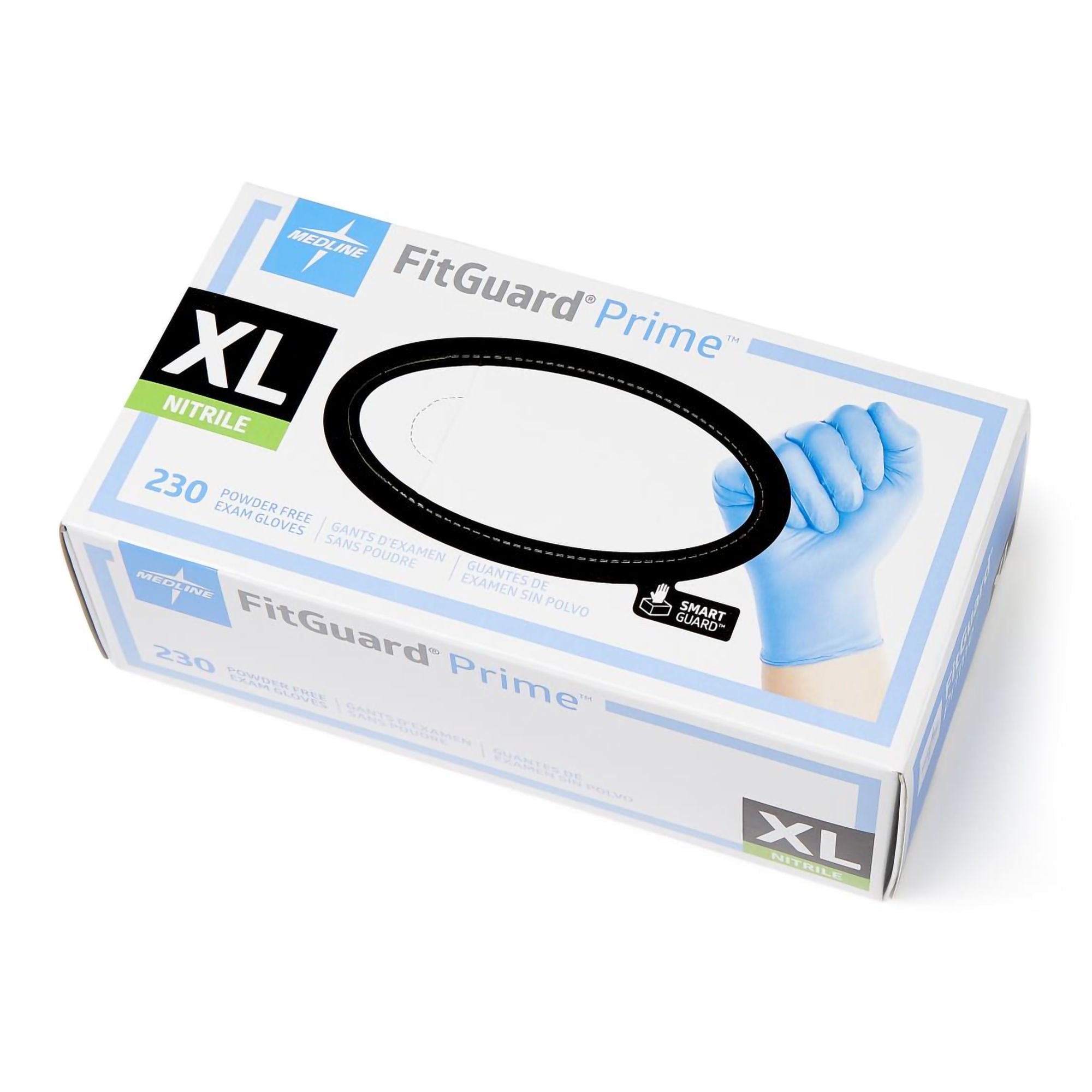 Medline - FG2304 Exam Glove FitGuard™ Prime X-Large 230 per Box NonSterile Nitrile Standard Cuff Length Textured Fingertips Blue Chemo Tested