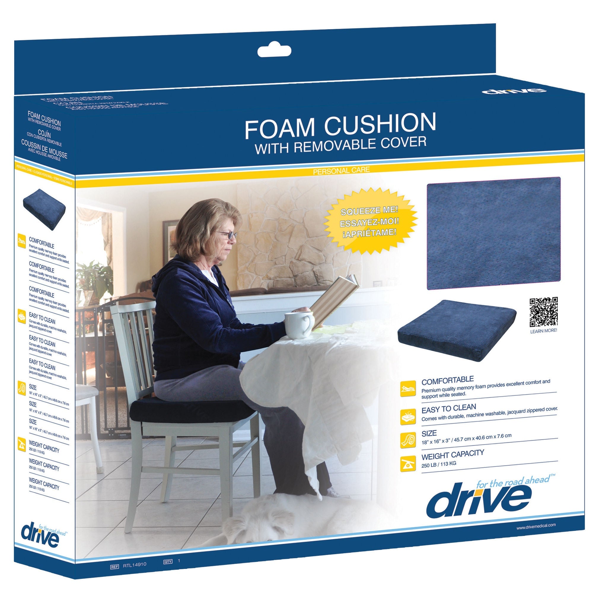 Drive DeVilbiss Healthcare - RTL14910 Seat Cushion drive™ 18 W X 18 L X 3D Inch Foam