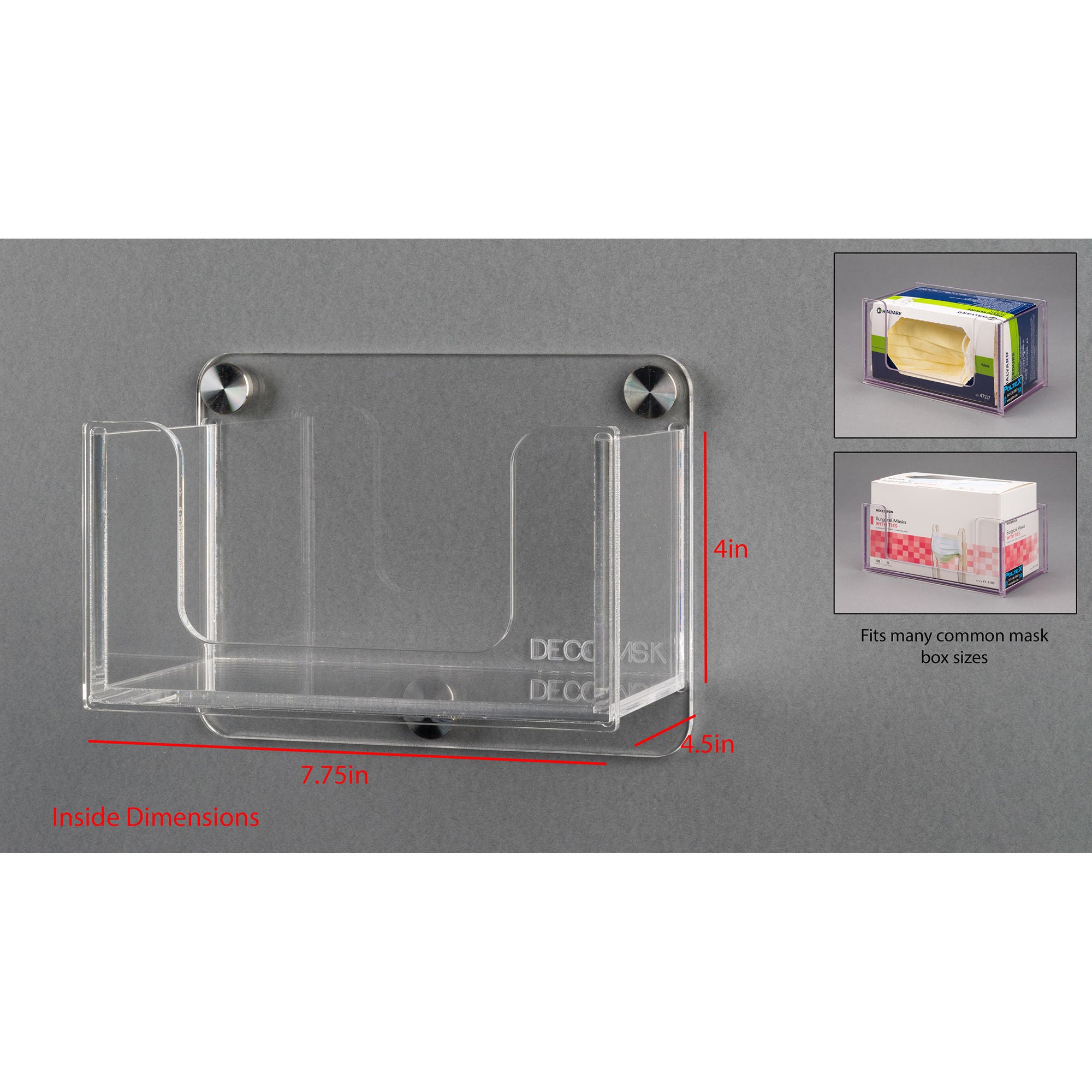 Poltex Inc - DECOMSK-W Mask Box Holder Poltex Wall Mount Clear 1/4 Inch Thick Acyrlic