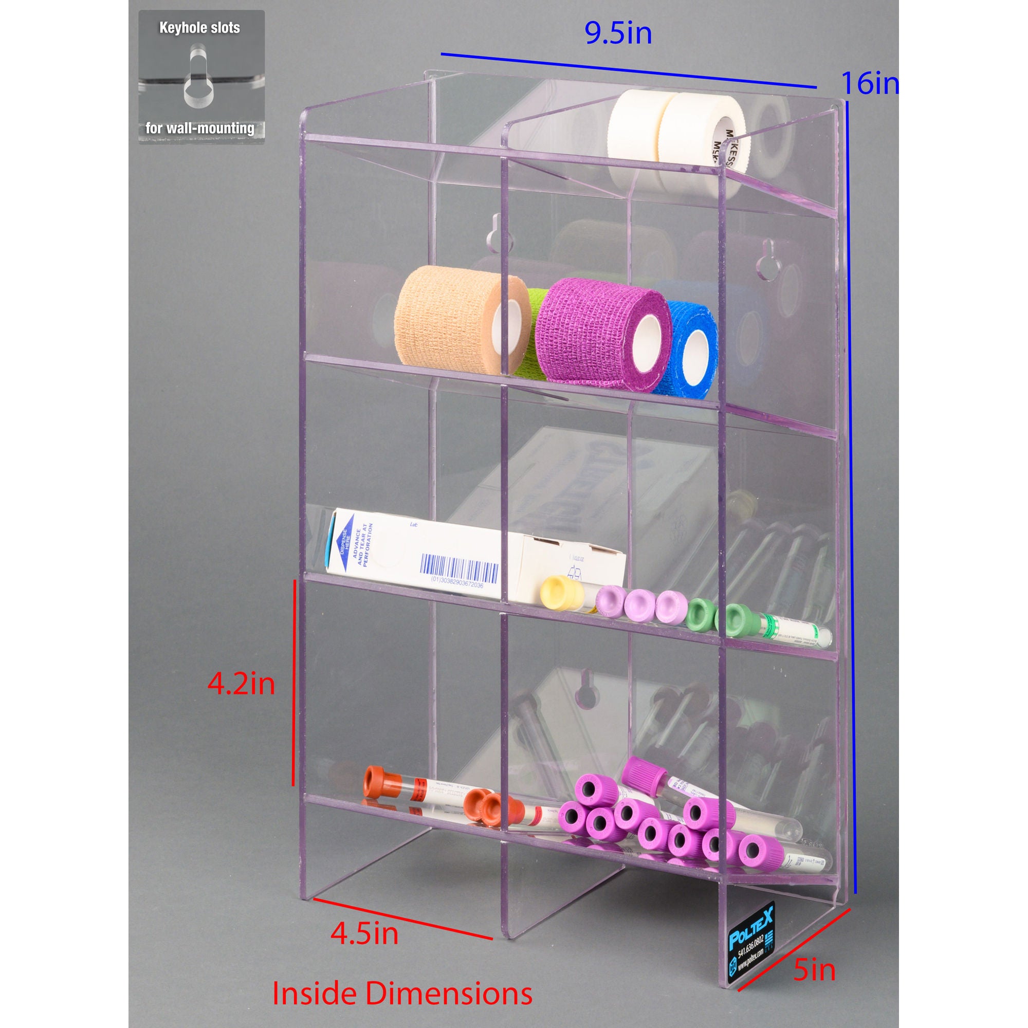 Poltex Inc - PHLEB2 Phlebotomy Organizer Poltex® Clear PETG 2 Column Countertop / Wall Mount
