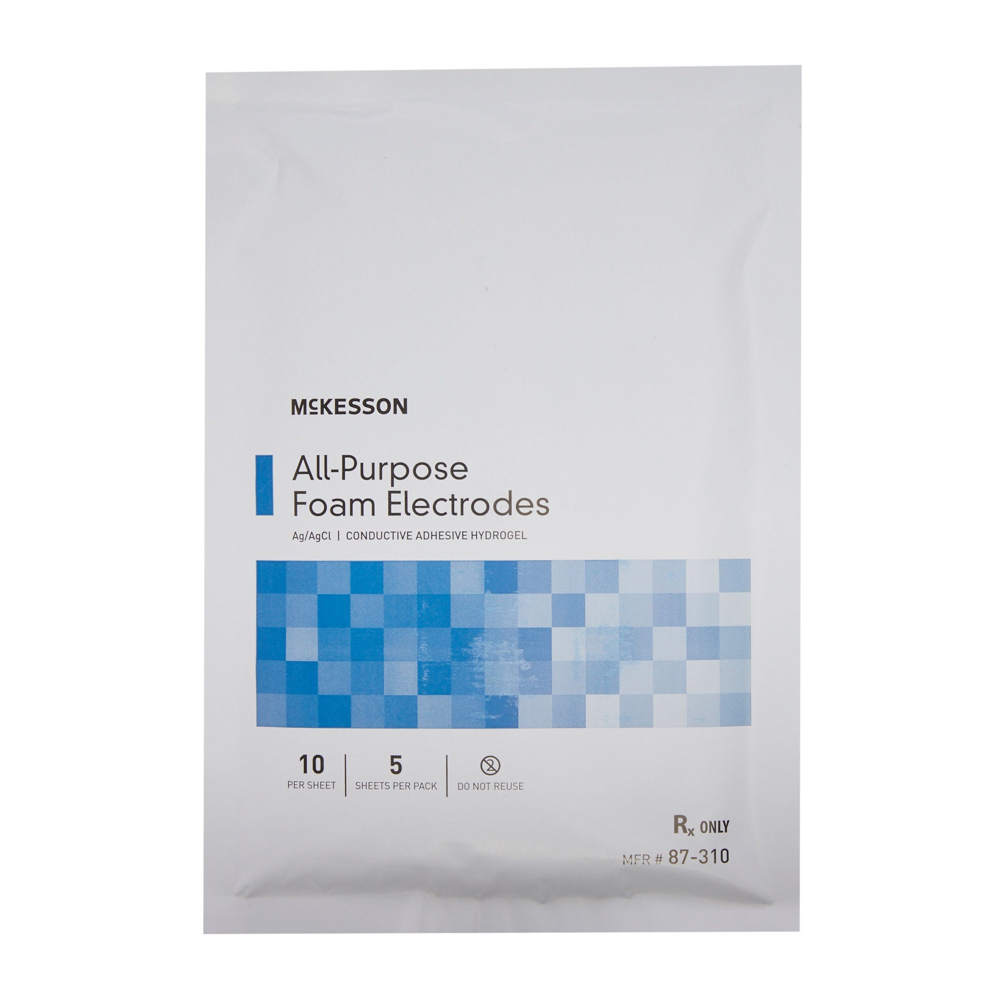 McKesson Brand - 87-310 ECG Monitoring Electrode McKesson Snap Connector Conductive Adhesive Gel Foam Backing Adult Non-Radiolucent 10 per Pack