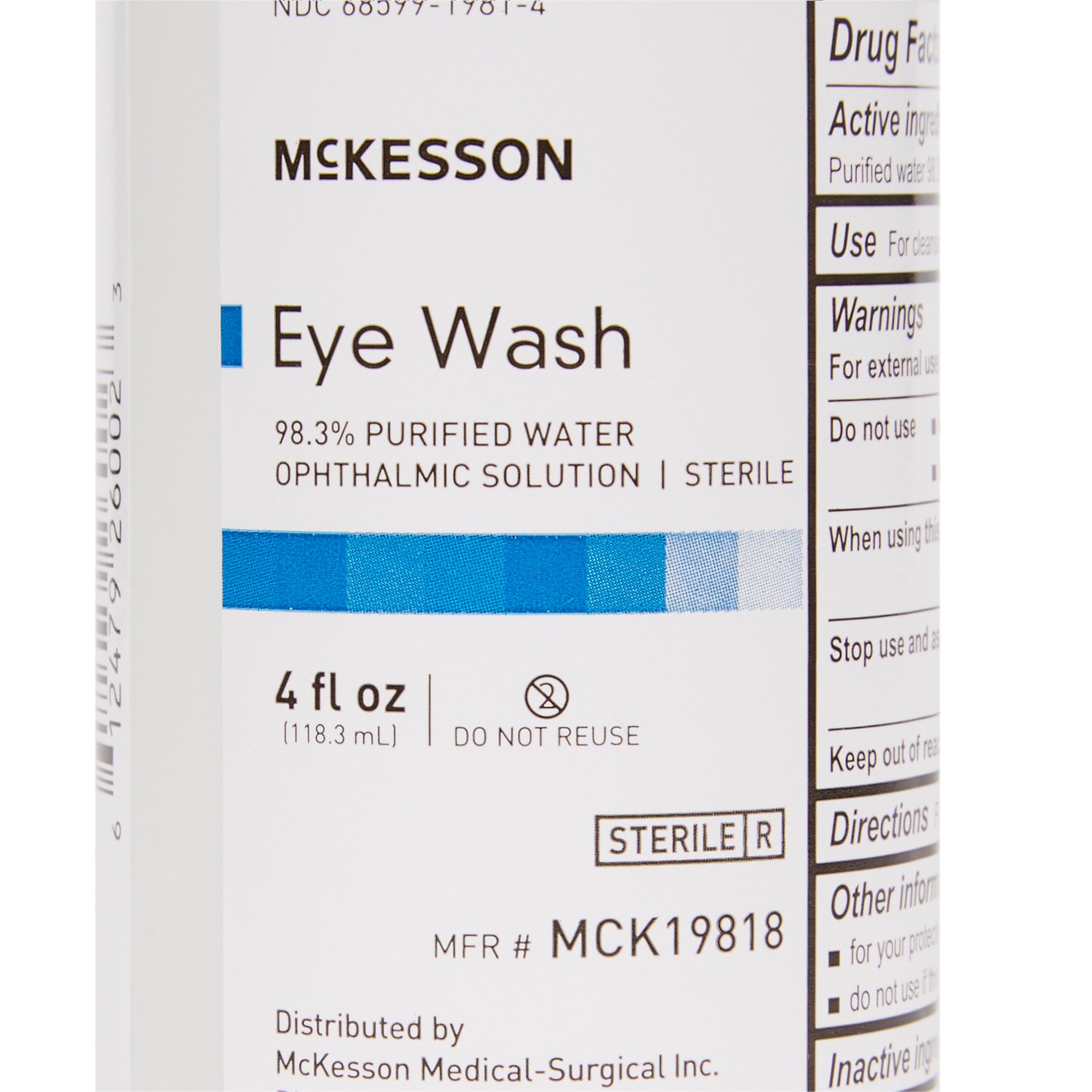 McKesson Brand MCK19818 - McKesson Eye Wash Solution, 4-ounce Squeeze Bottle - 1/Each, 48/Case
