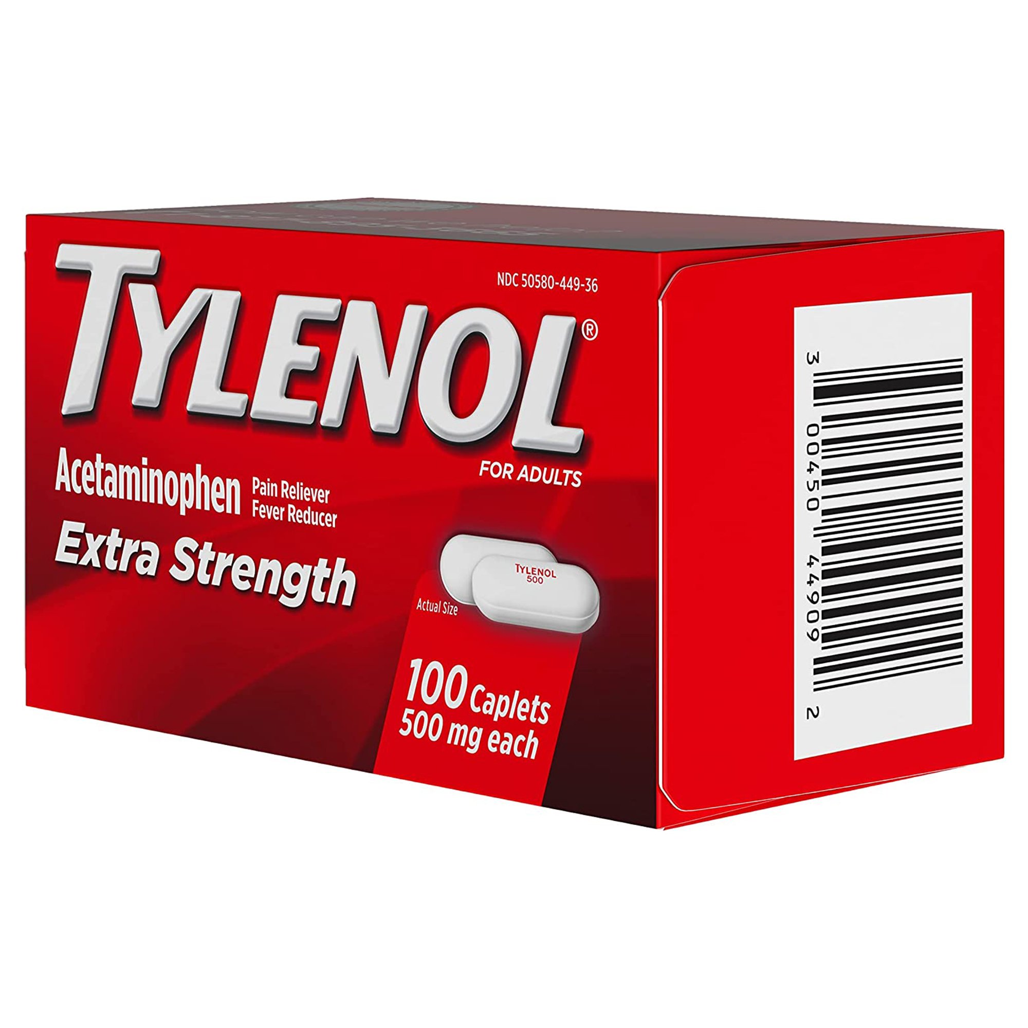 J & J Sales 3-00450-44909 - Tylenol® Extra Strength Acetaminophen Pain Relief - 1/Bottle