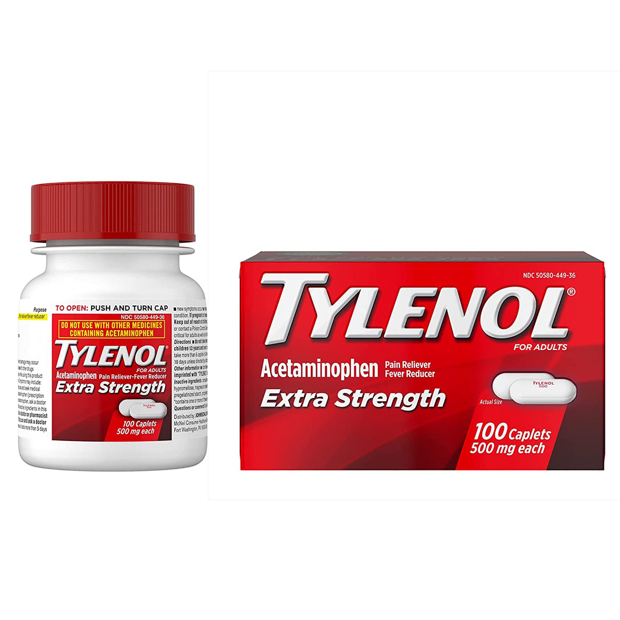 J & J Sales - 3-00450-44909 Tylenol® Extra Strength Acetaminophen Pain Relief