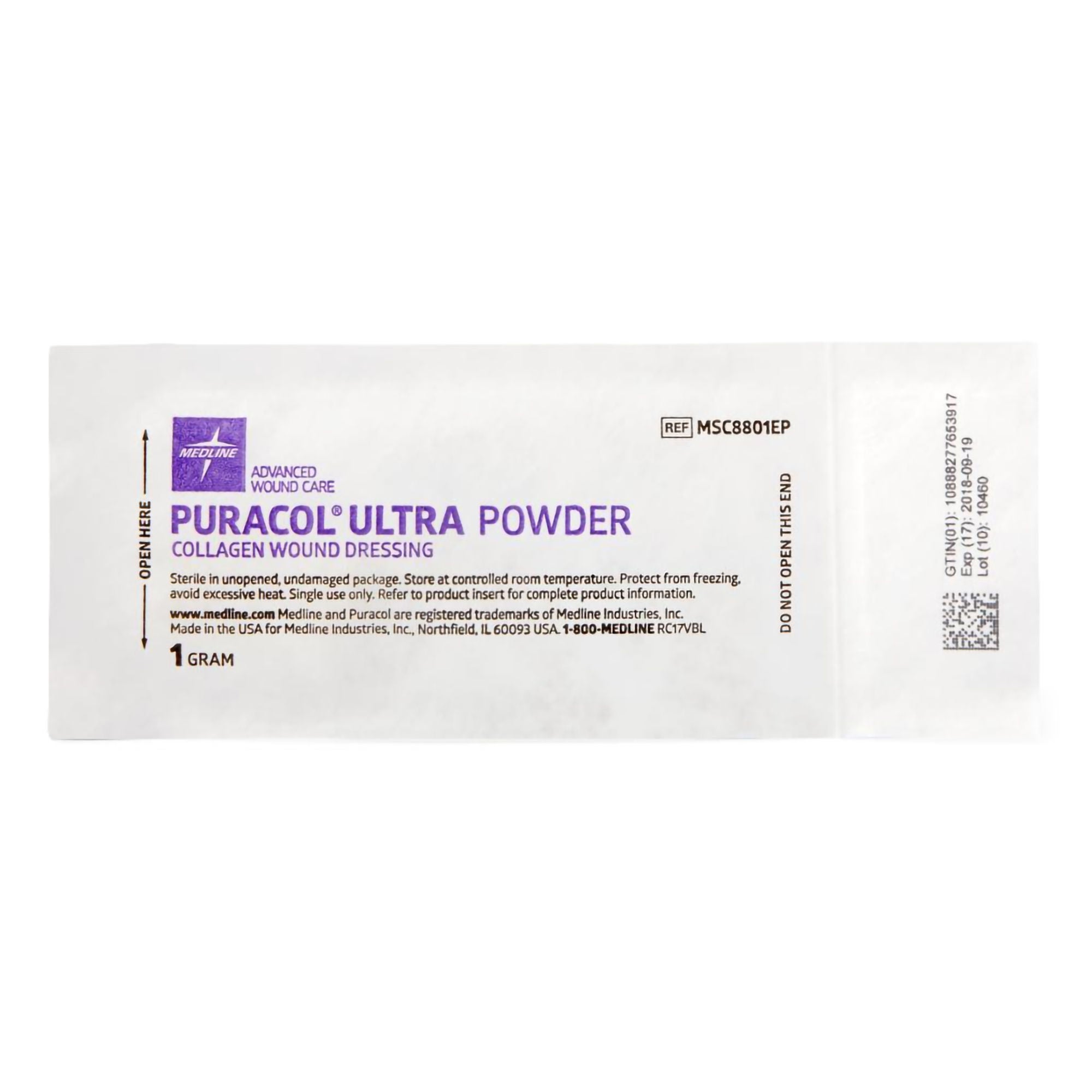 Medline - MSC8801EP Collagen Powder Puracol® Ultra Sterile 1 Gram