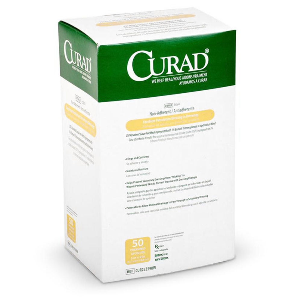 Medline - CUR253590W Xeroform Petrolatum Impregnated Dressing Curad® Rectangle 5 X 9 Inch Sterile