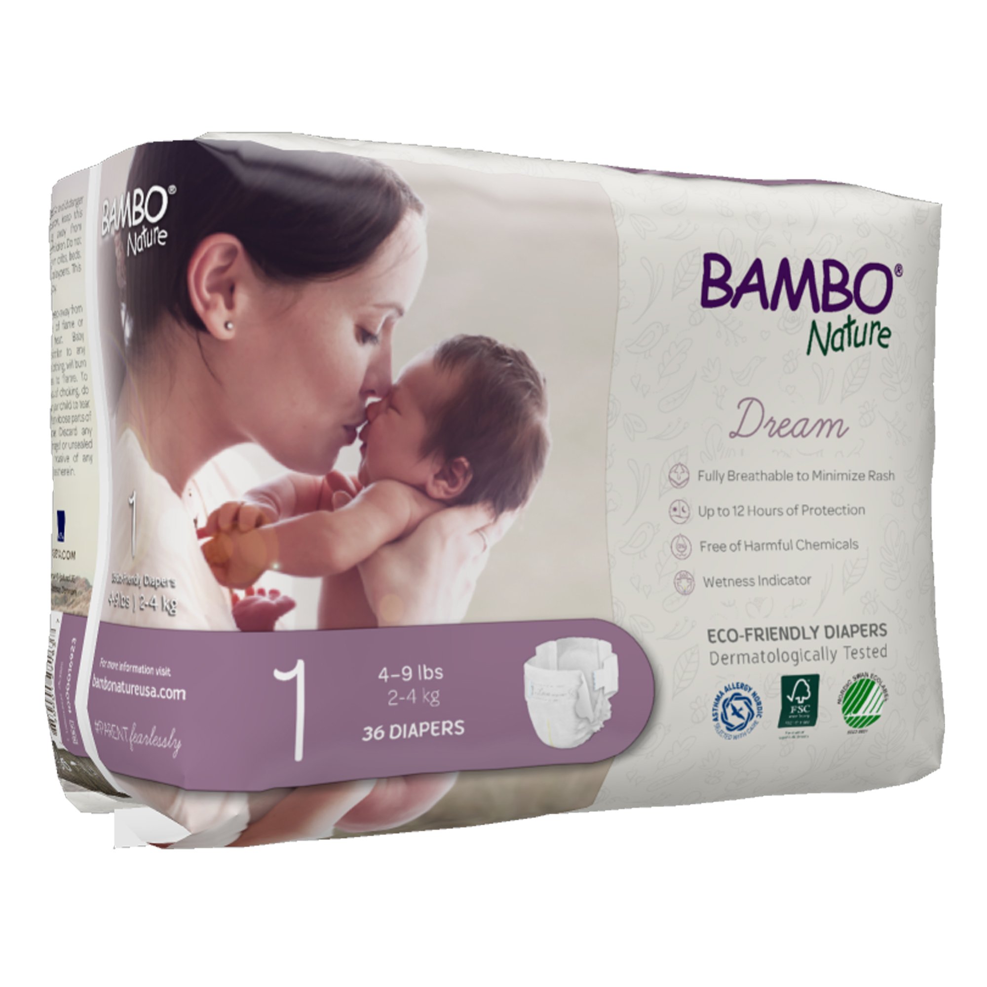 Abena North America 1000016923 - Bambo® Nature Diaper, Size 1 - 36/Bag, 216/Case