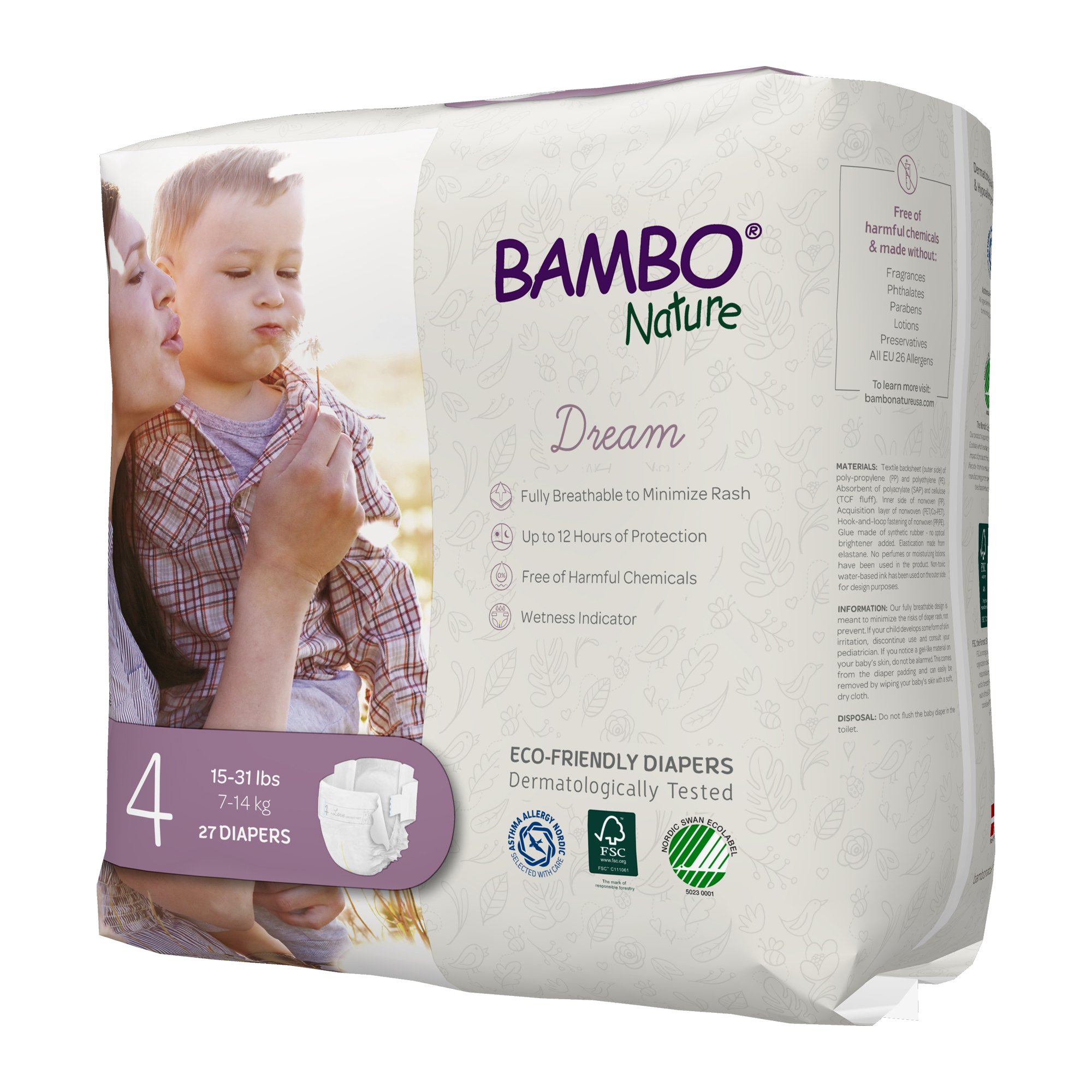 Abena North America 1000016926 - Bambo® Nature Diaper, Size 4 - 27/Bag, 162/Case