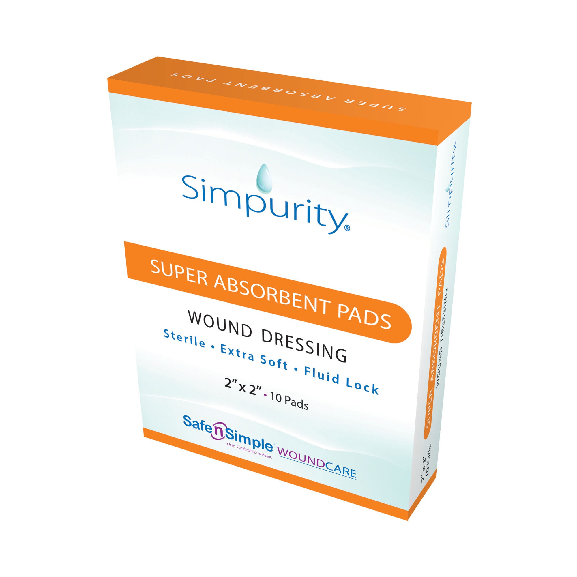 Safe N Simple - SNS59022 Super Absorbent Dressing Simpurity® Square 2 X 2 Inch Without Border Sterile