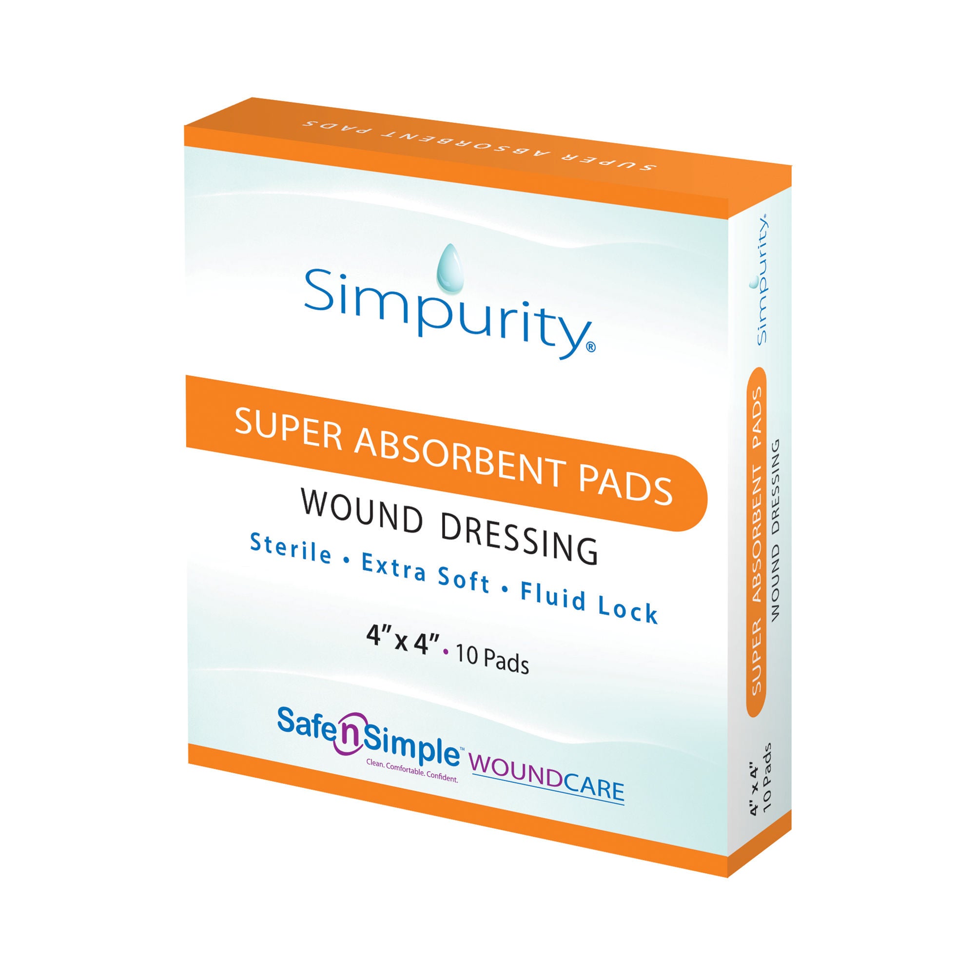 Safe N Simple - SNS59044 Super Absorbent Dressing Simpurity® Square 4 X 4 Indc Without Border Sterile