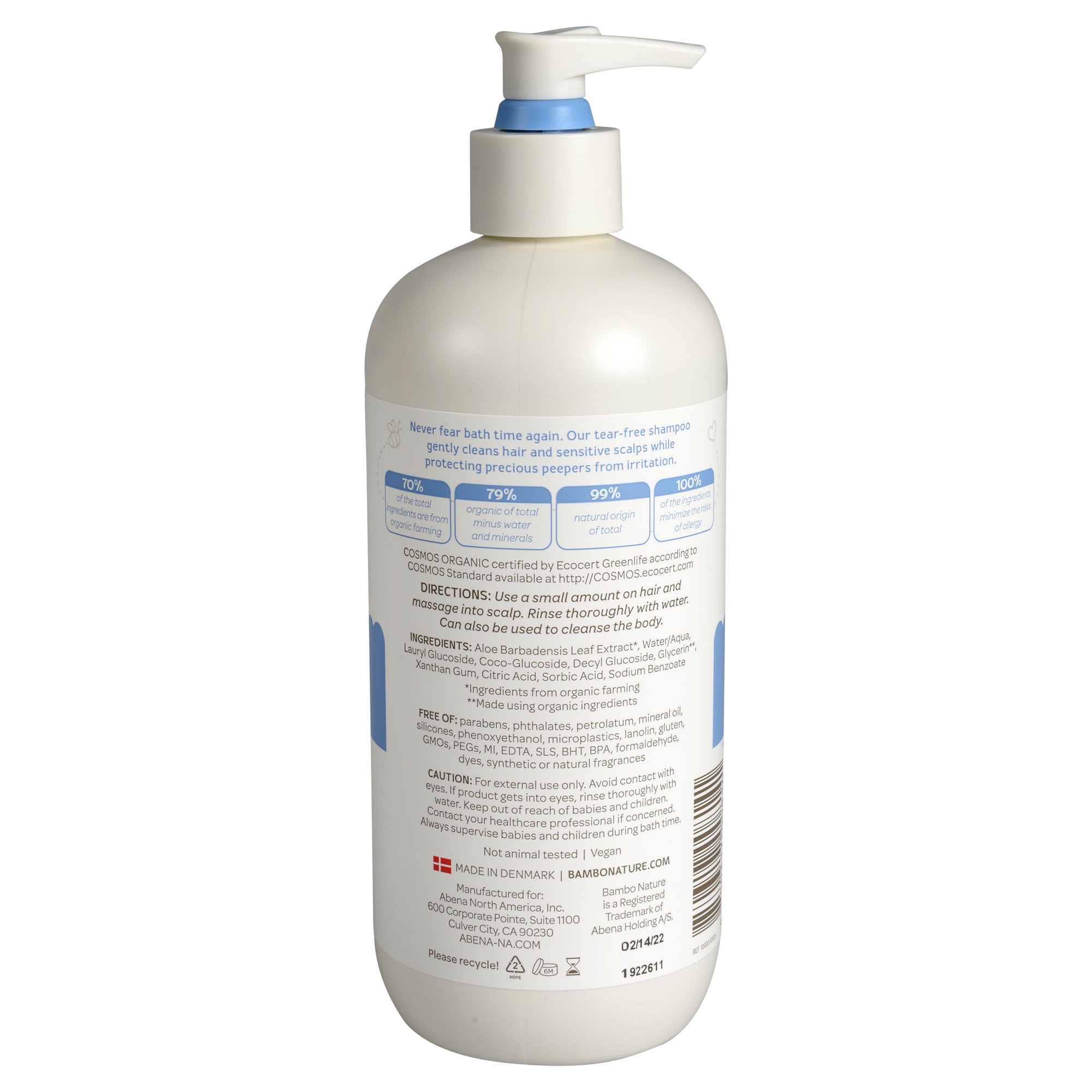 Abena North America 1000010535 - Bambo Tear Clear Baby Shampoo, 500 mL pump bottle - 1/Each, 6/Case