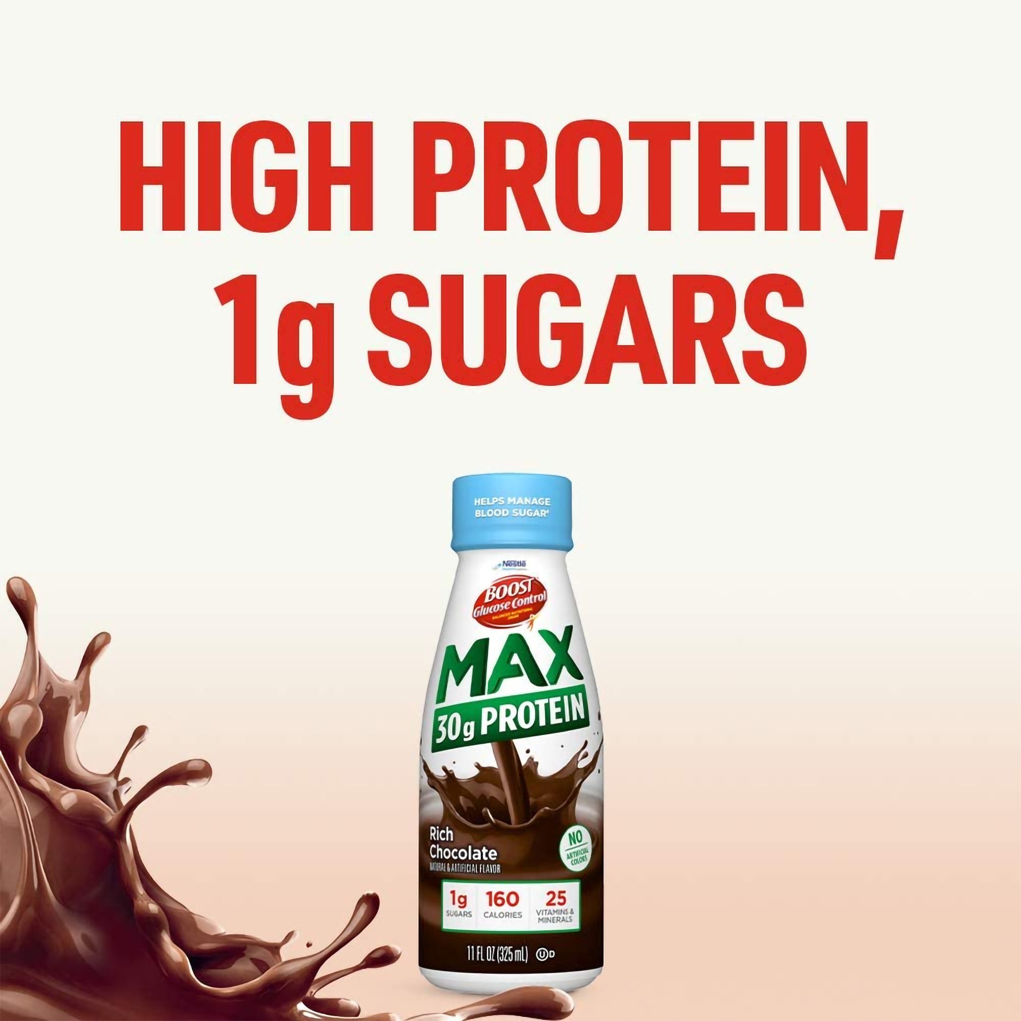 Nestle Healthcare Nutrition 00041679794500 - Boost® Glucose Control Max Chocolate Balanced Nutritional Drink, 11-ounce Bottle - 1/Each, 12/Case