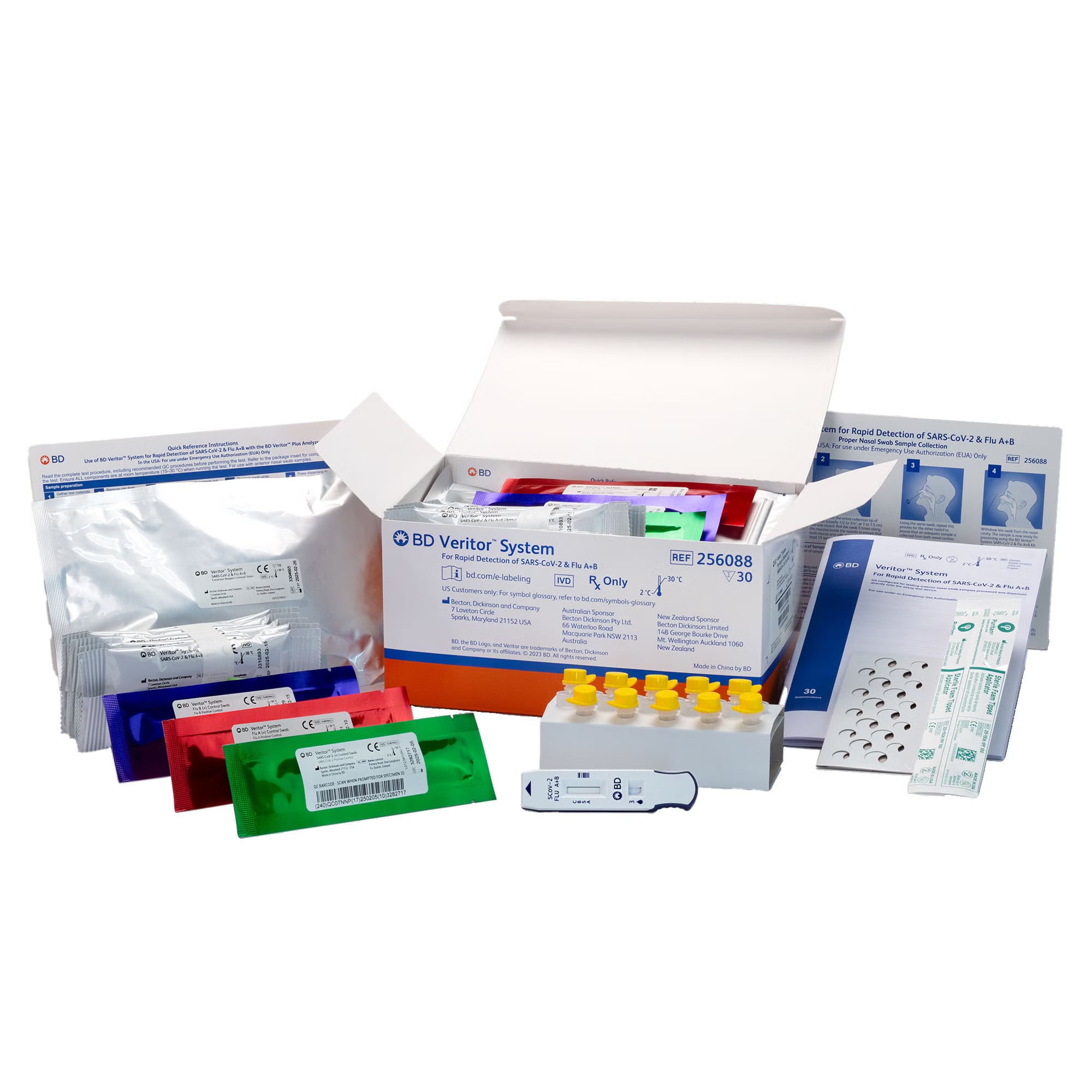 BD - 256088 Respiratory Test Kit BD Veritor™ System SARS-CoV-2 / Influenza A + B 30 Tests CLIA Waived