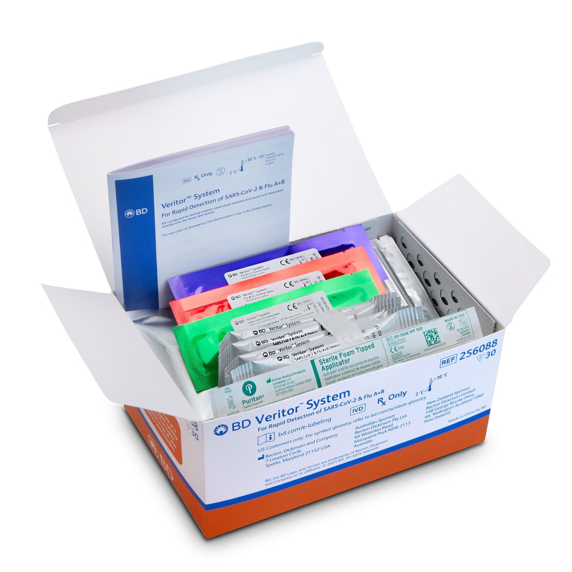 BD - 256088 Respiratory Test Kit BD Veritor™ System SARS-CoV-2 / Influenza A + B 30 Tests CLIA Waived