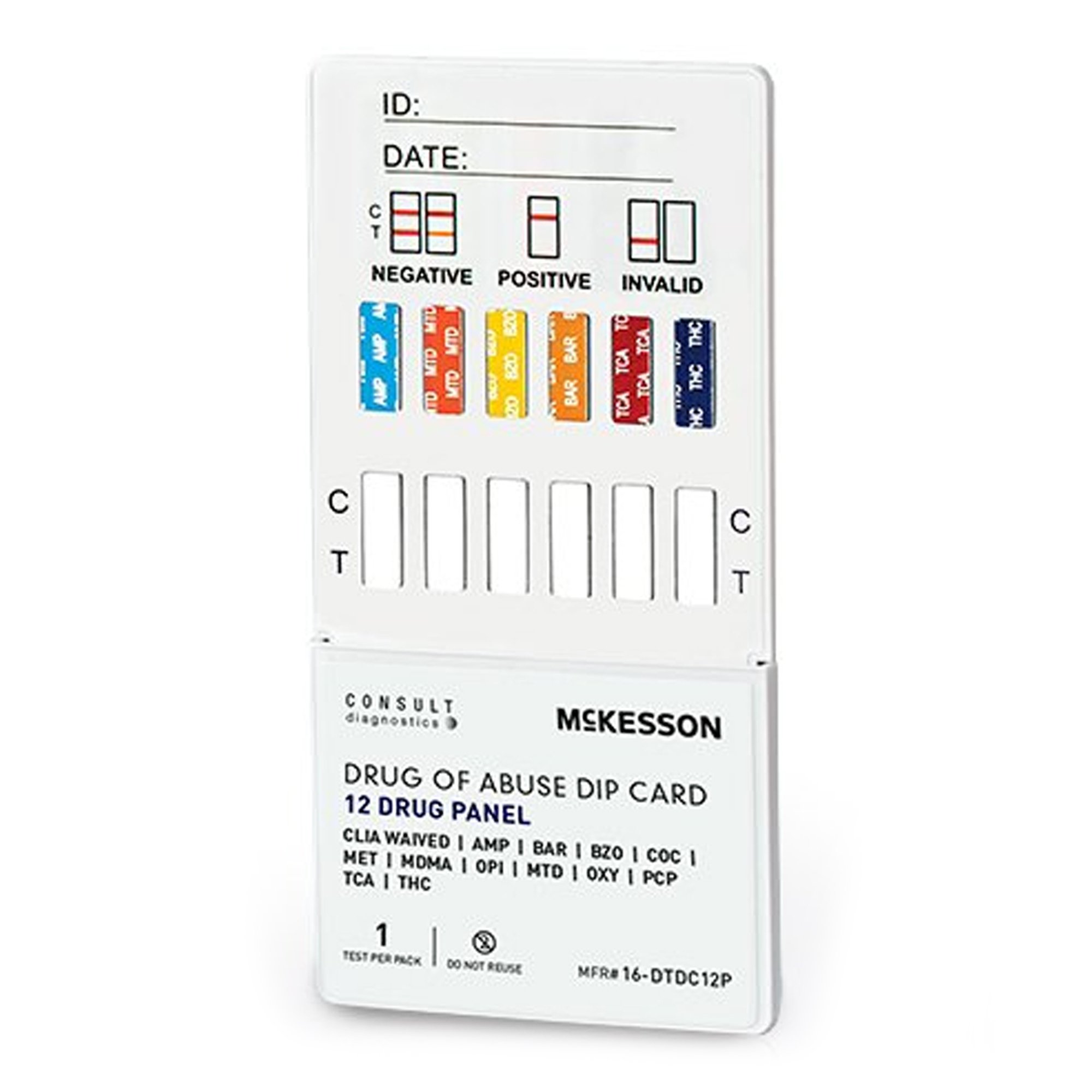 McKesson Brand 16-DTDC12P - McKesson Consult™ 12-Drug Panel with Adulterants Drugs of Abuse Test Kit - 25/Box, 500/Case