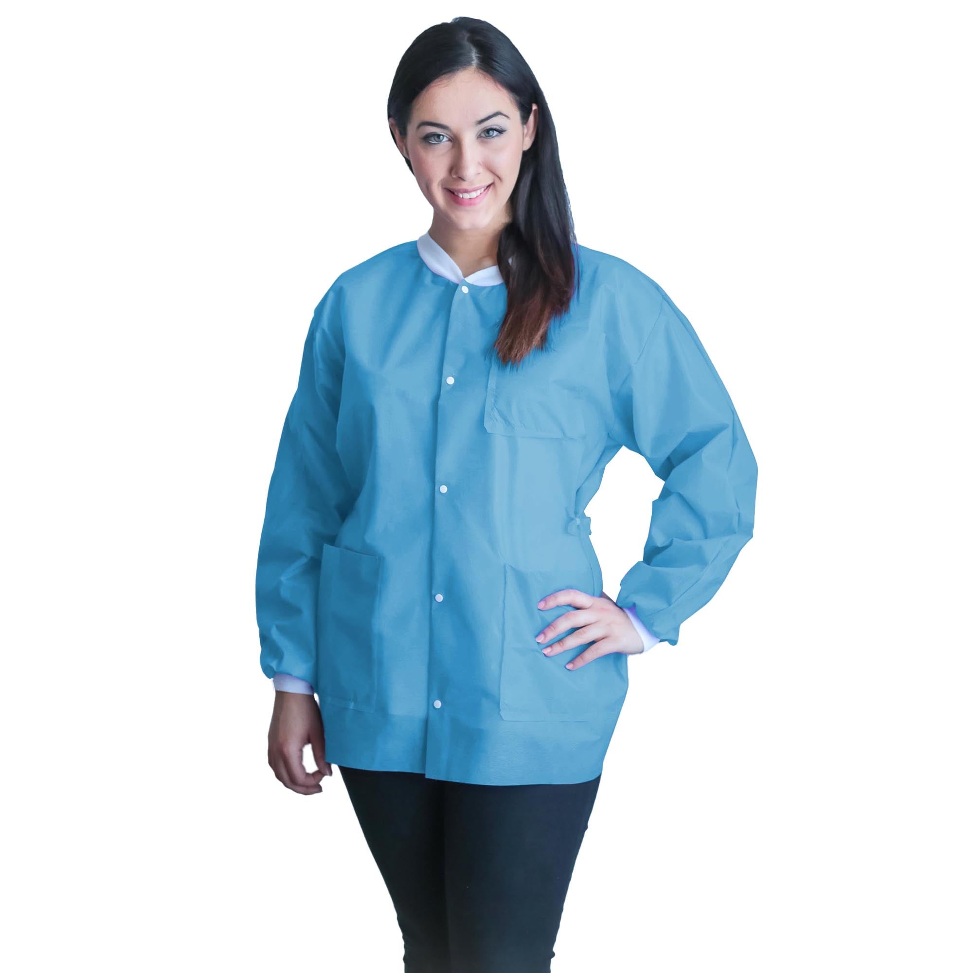 Dukal - UGJ-6501-M Lab Jacket FitMe™ Sky Blue Medium Hip Length 3-Layer SMS Disposable