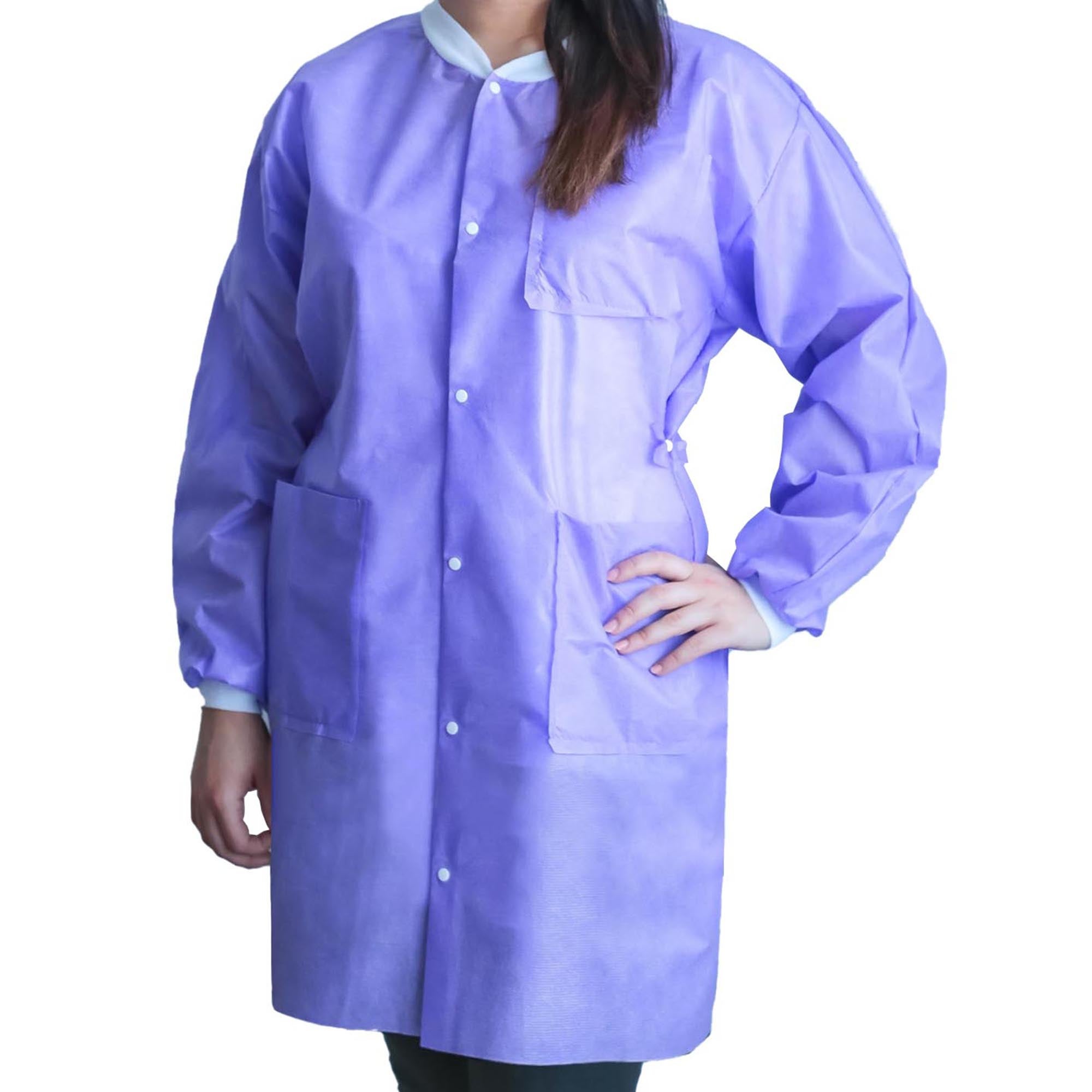 Dukal - UGC-6604-XL Lab Coat FitMe™ Purple X-Large Knee Length 3-Layer SMS Disposable