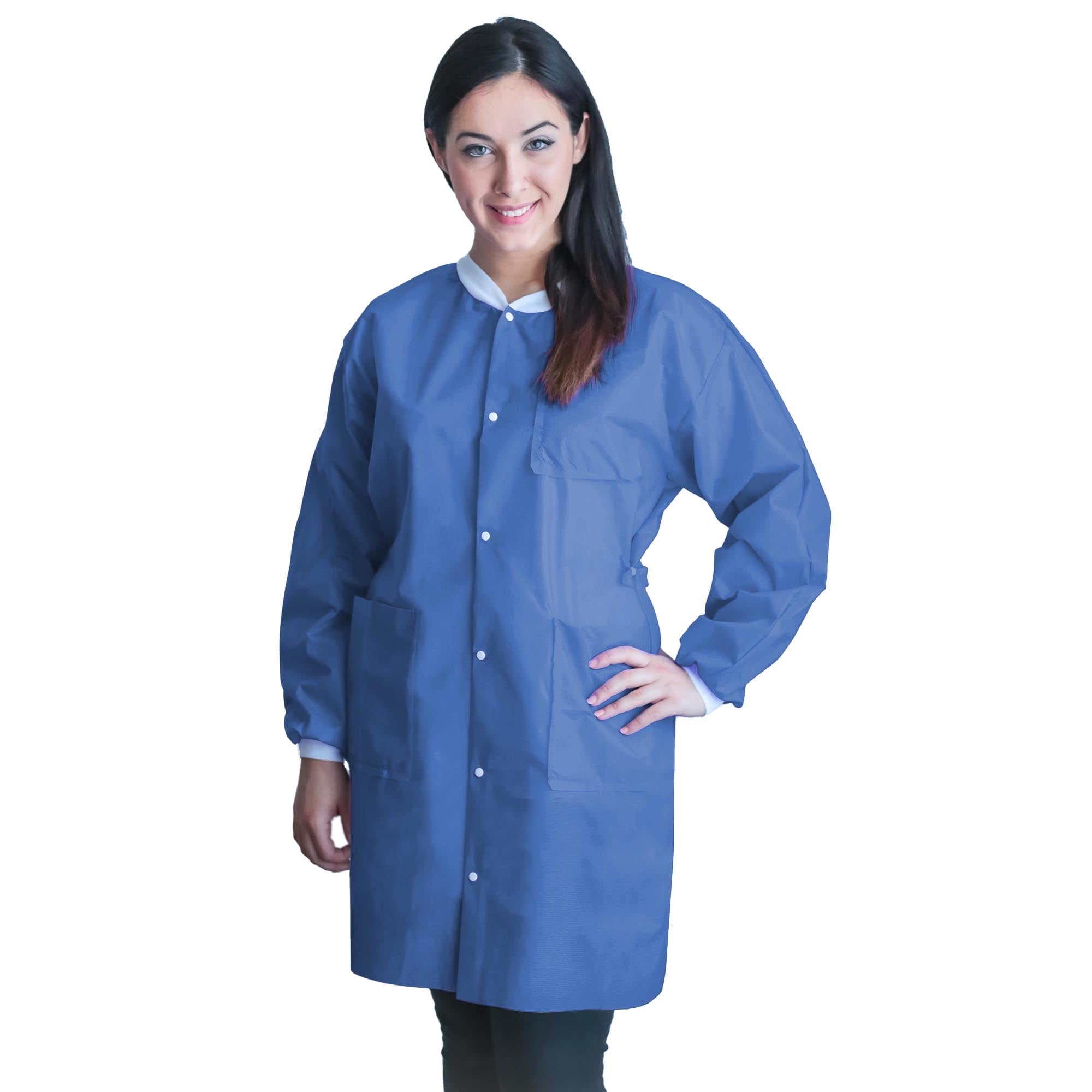 Dukal - UGC-6613-L Lab Coat FitMe™ Medical Blue Large Knee Length 3-Layer SMS Disposable