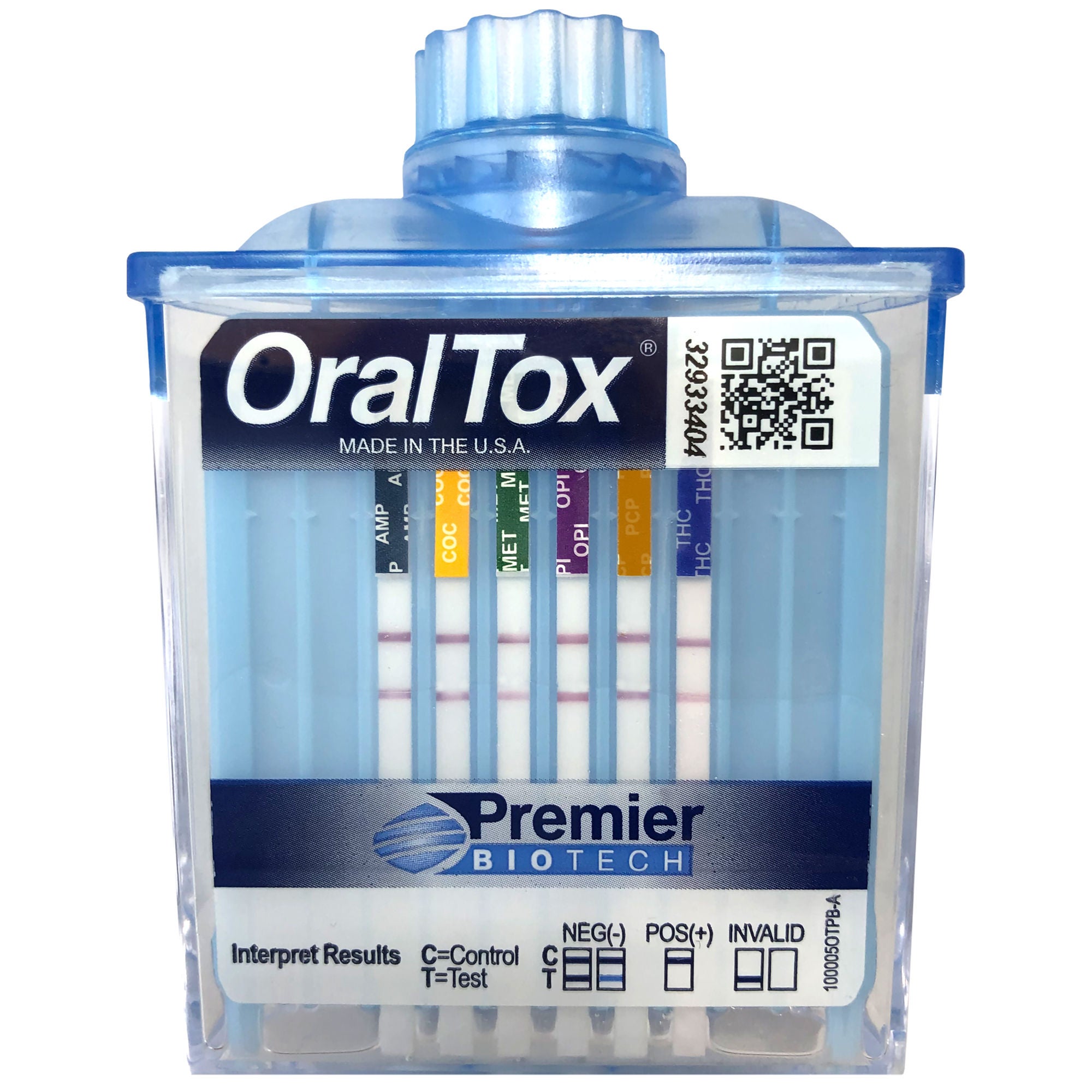Premier Biotech - OT-80605 Drugs of Abuse Test Kit OralTox® AMP, COC, mAMP/MET, OPI, THC 25 Tests CLIA Non-Waived