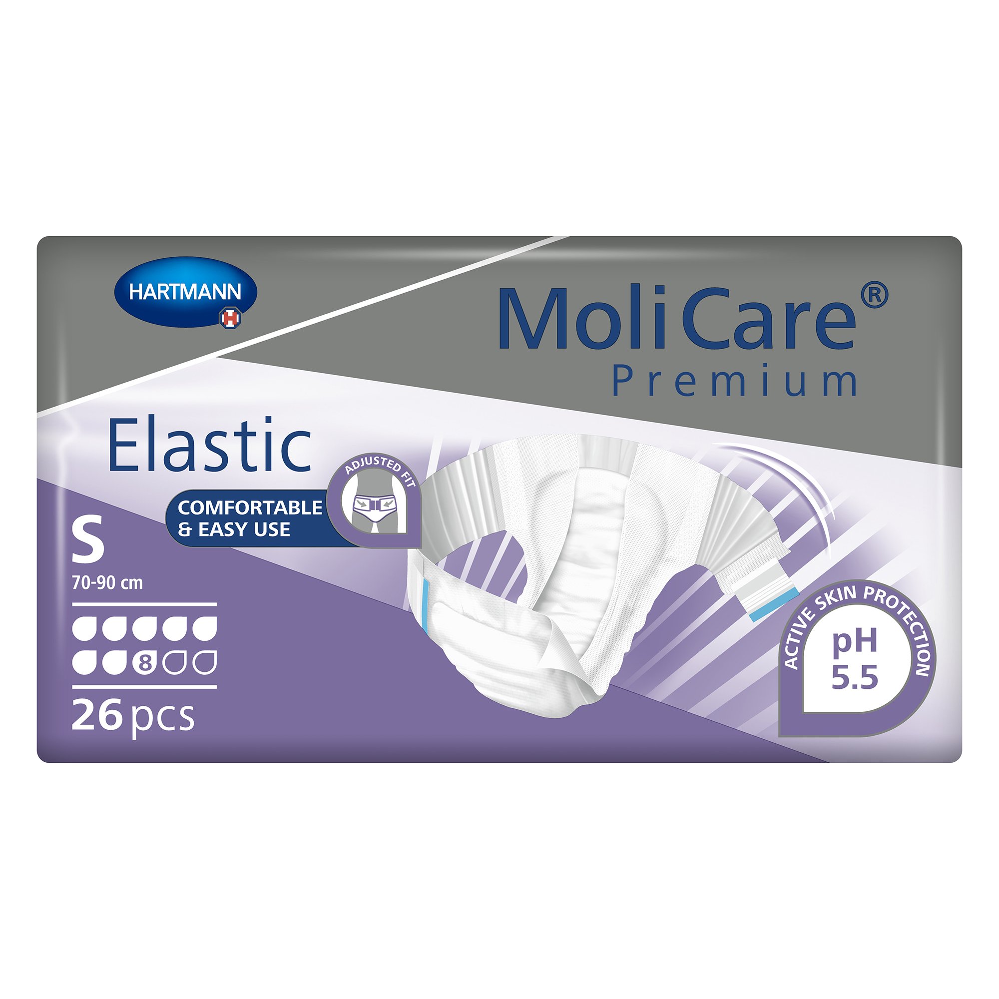 Hartmann 165471 - MoliCare® Premium Elastic 8 Drop Absorbency Incontinence Briefs, Small - 26/Bag, 78/Case